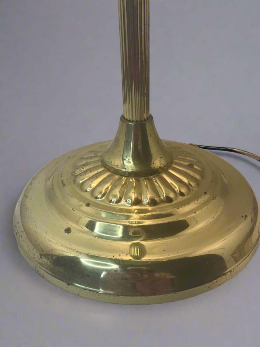 Vintage Bankers Lamp-green and gold toned metal
