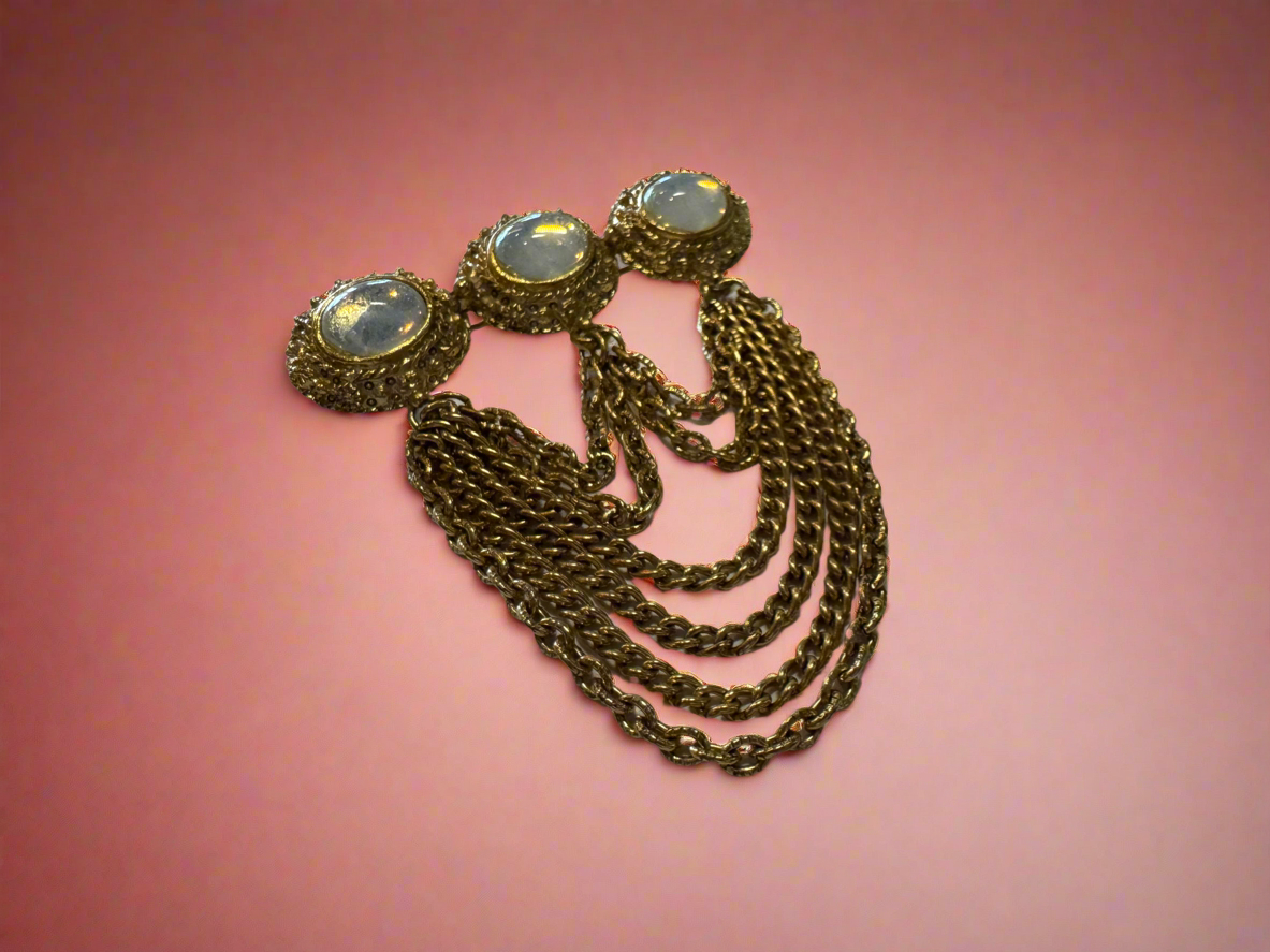 Vintage Triple Opal Style Brooch