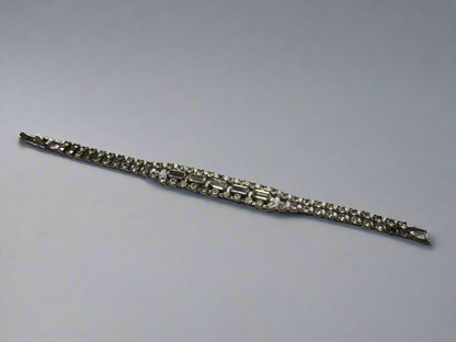 Vintage Multi Row Silver Rhinestone Bracelet