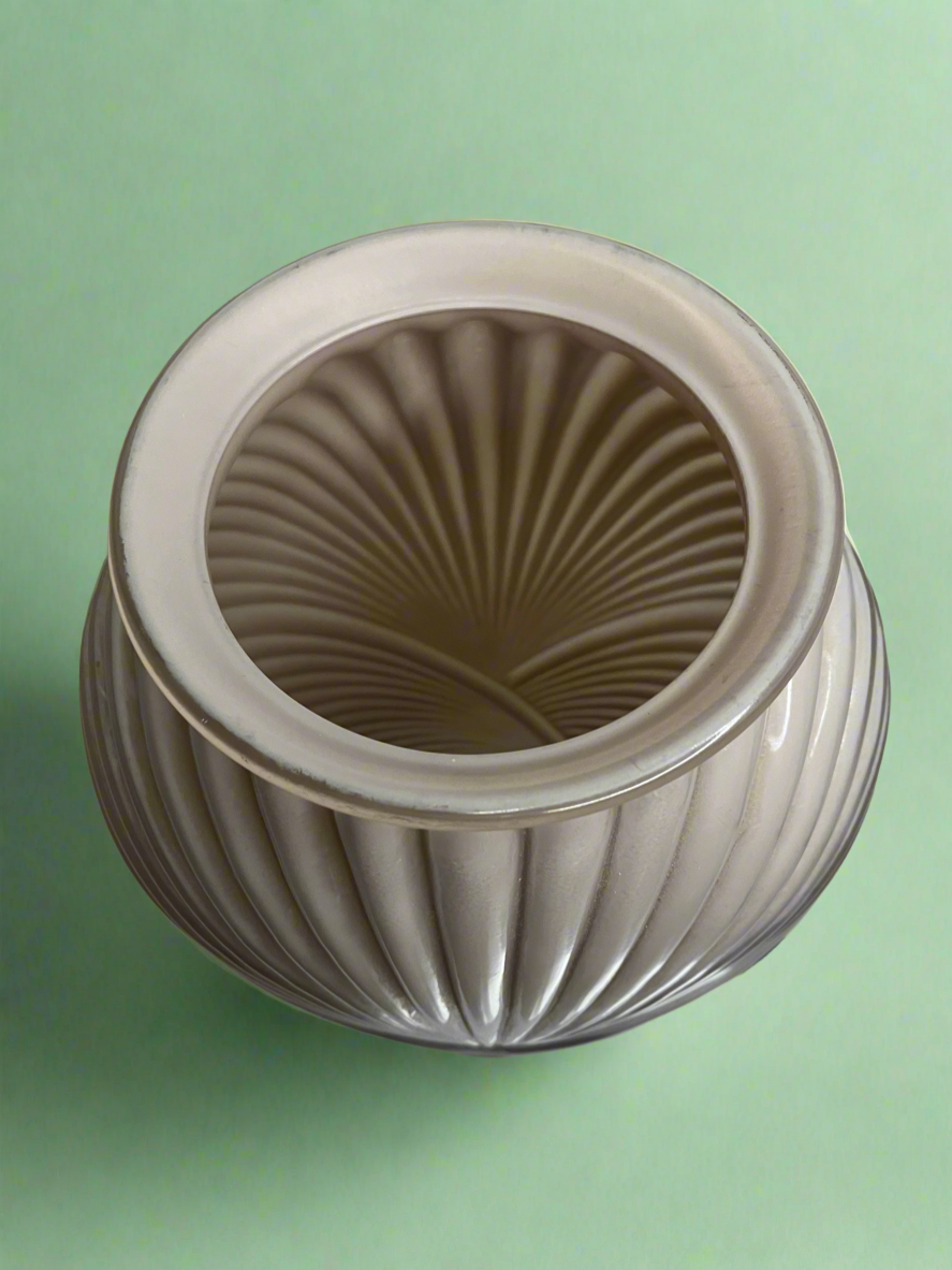Vintage Decorative Ribbed Interior Coated Vase