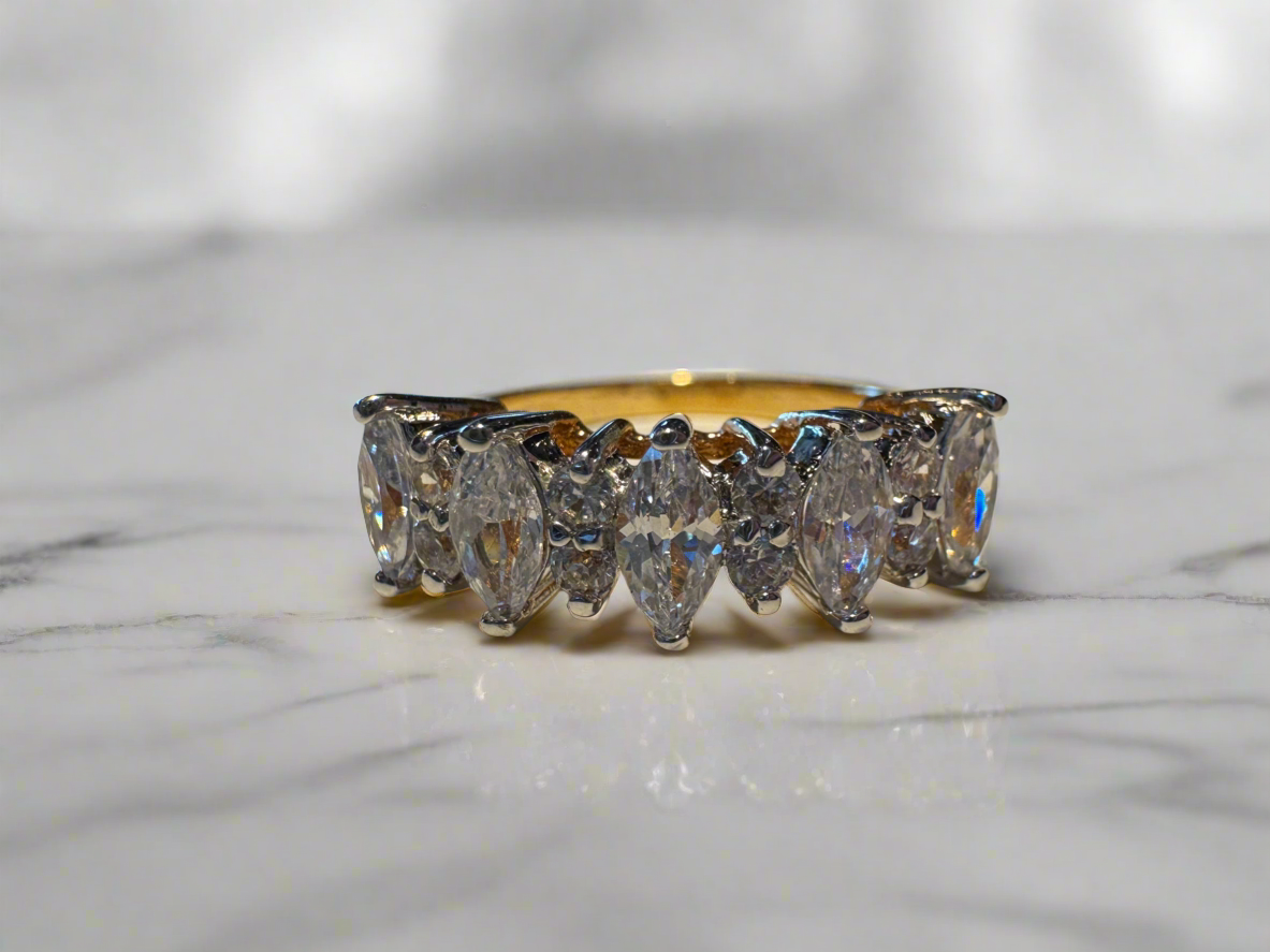 Gold Plated Marquise Cubic Zirconia Ring
