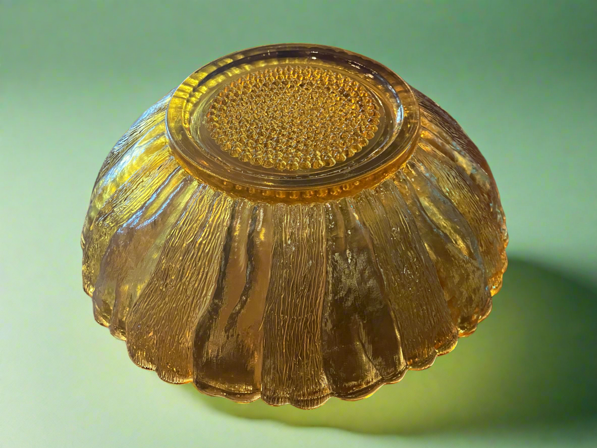 Vintage Amber Floral Serving Dish