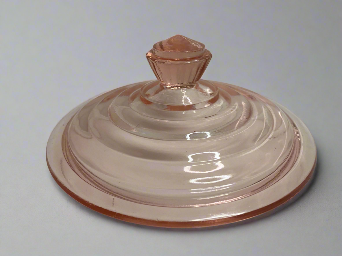 Pink depression Ribbed Cookie Jar