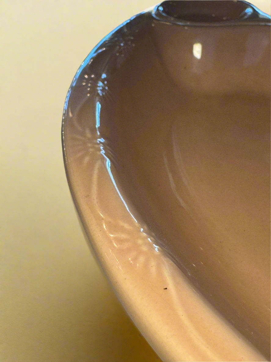 Pink Glazed Ceramic Divided Serving Dish