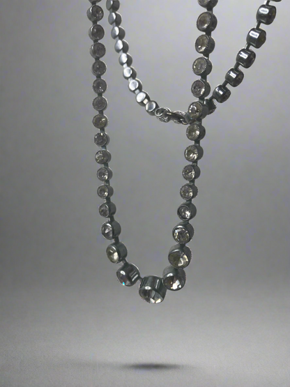 Vintage Czechoslovakian Bezel Set Rhinestone Necklace
