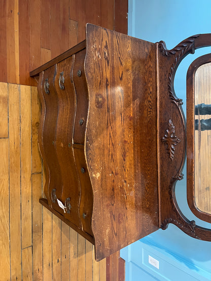 Antique Serpentine Dresser w/ Mirror