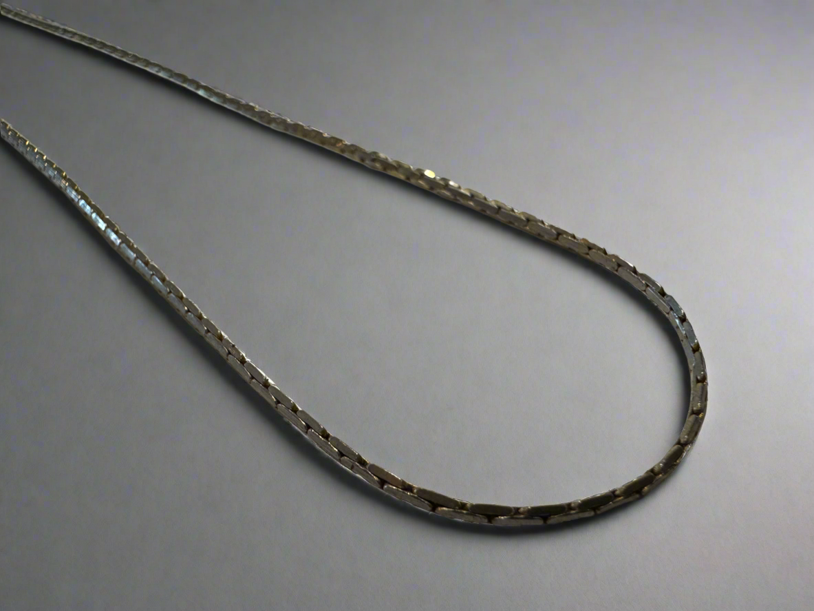 Vintage Flat Brick Link Silver Necklace