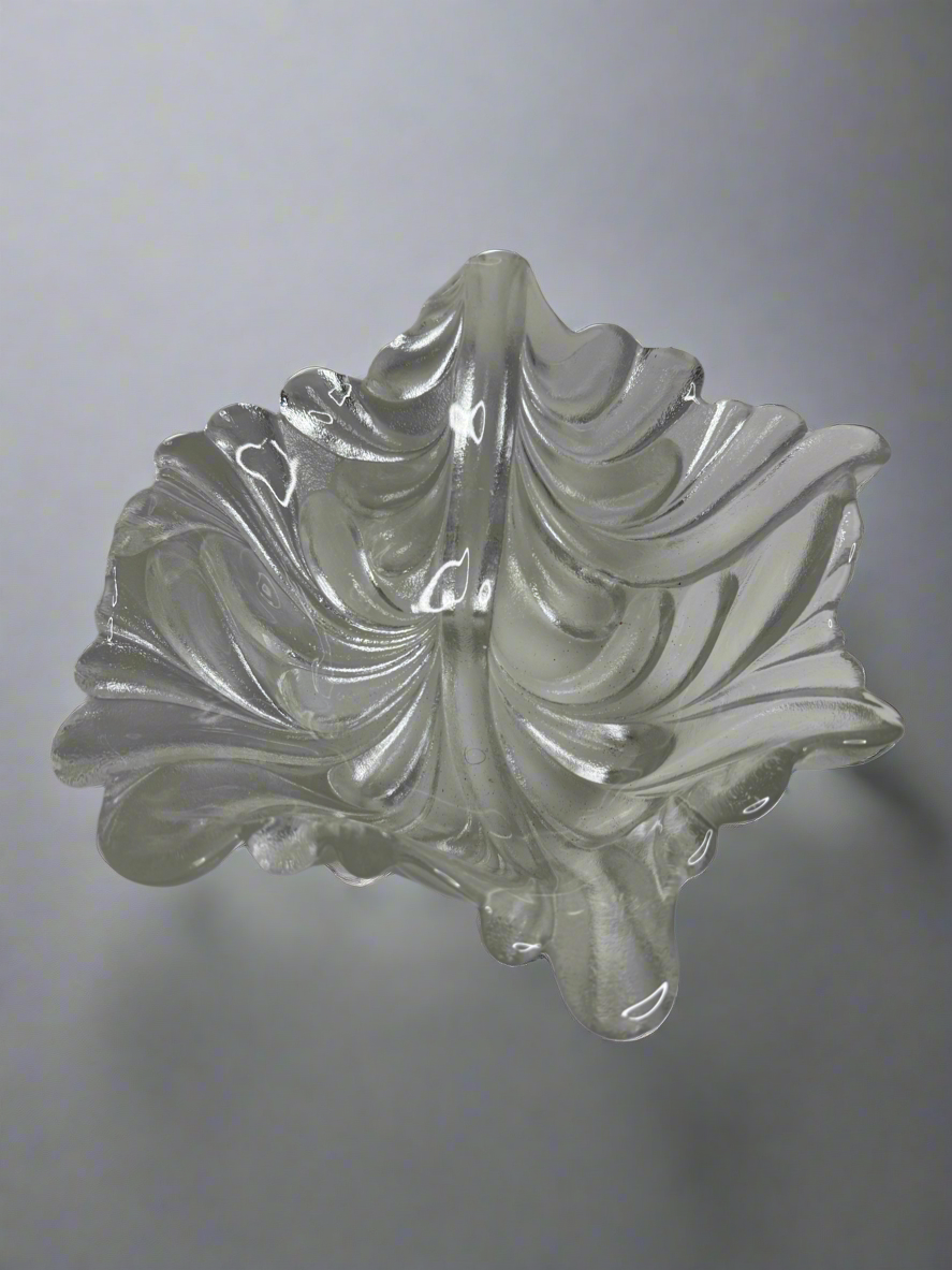 Pressed Glass Leaf Style Centerpiece Bowl