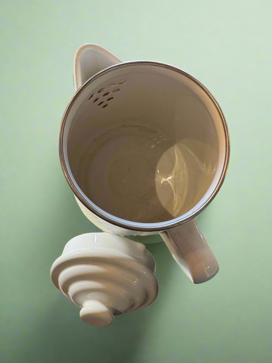 Vintage Enamelware Folk Coffee Pot