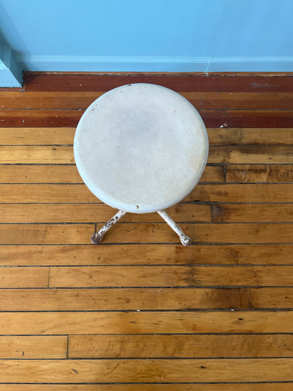 White Cast Iron Piano Player's Stool