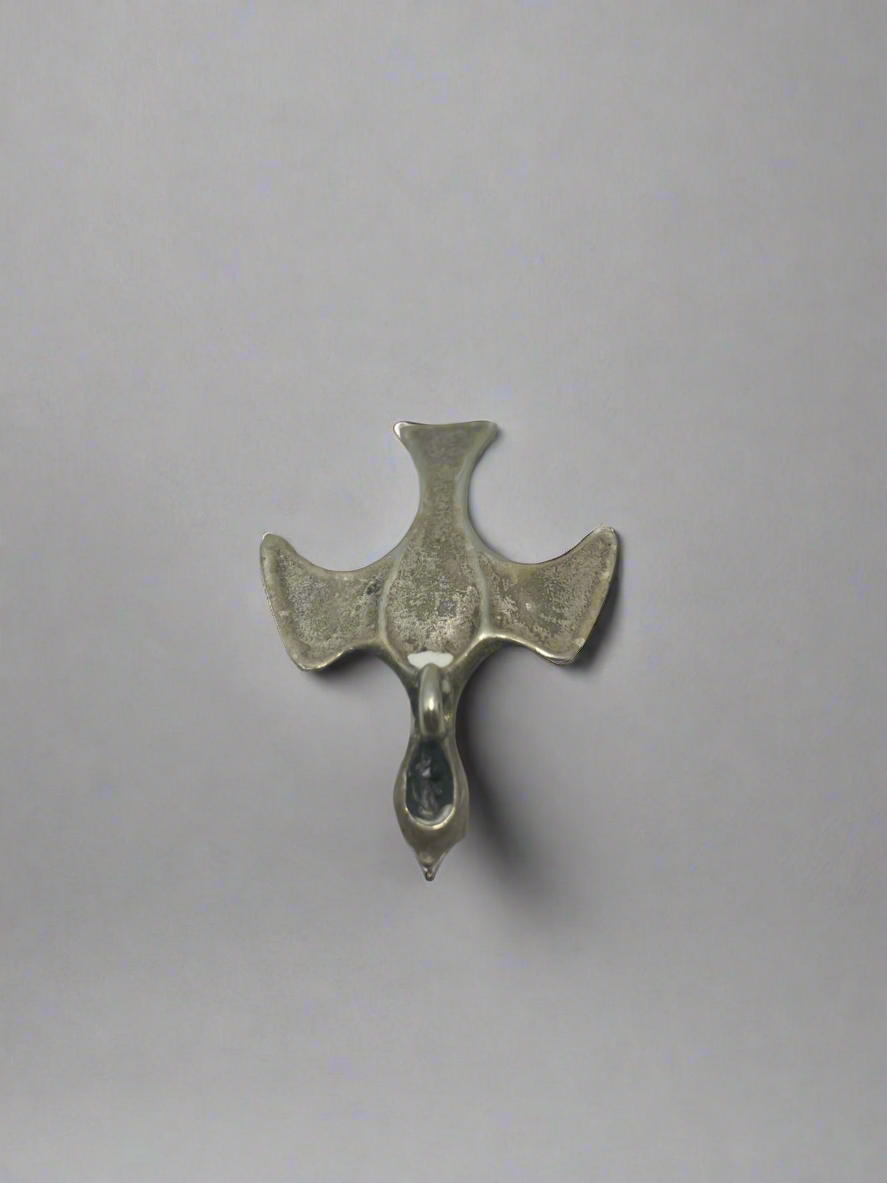 Turquoise Silver Nickel Bird Pendant