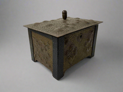 1934 handmade copper trinket box with lock and key