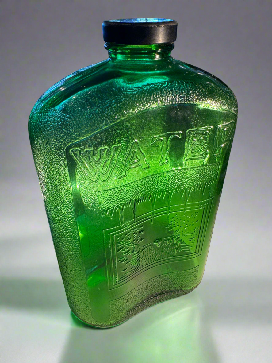 Tinted Green Glass Water Container