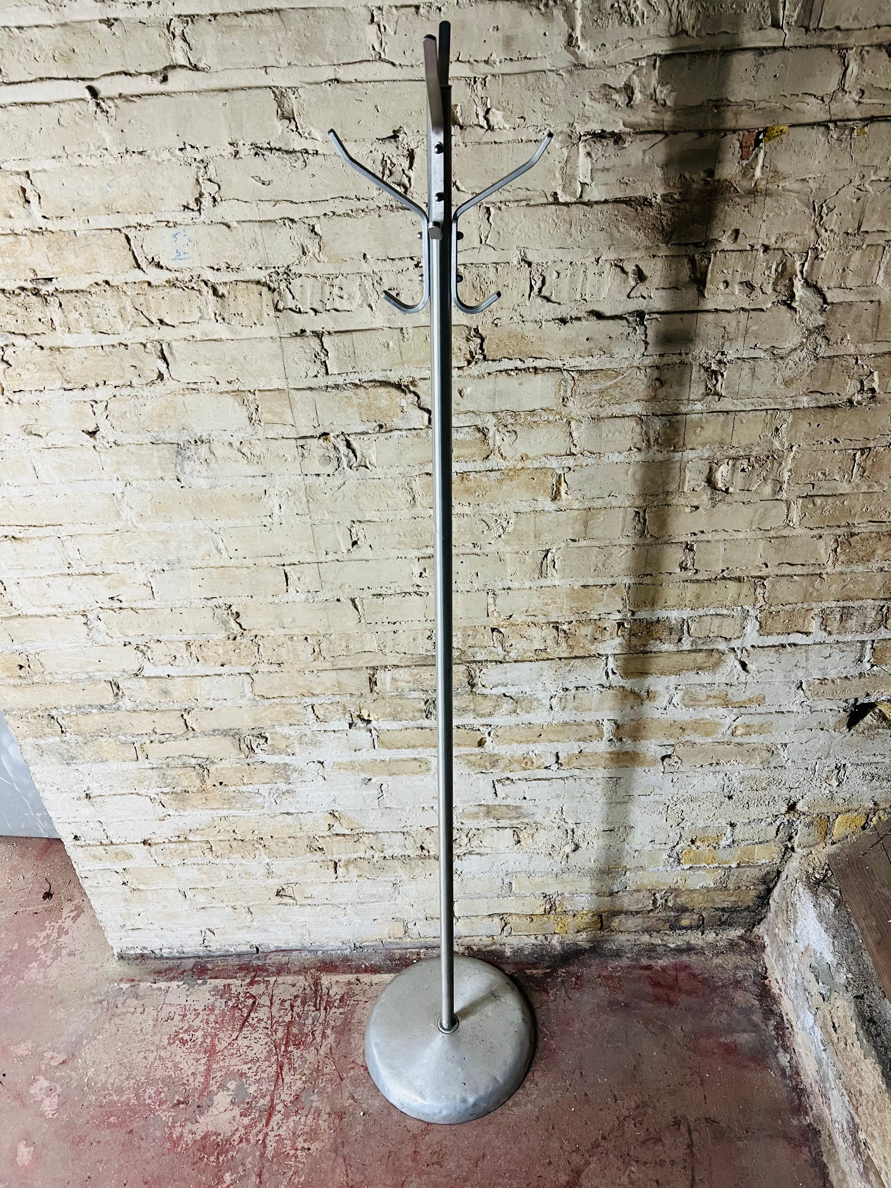 Vintage mid-century stainless steel coat rack.