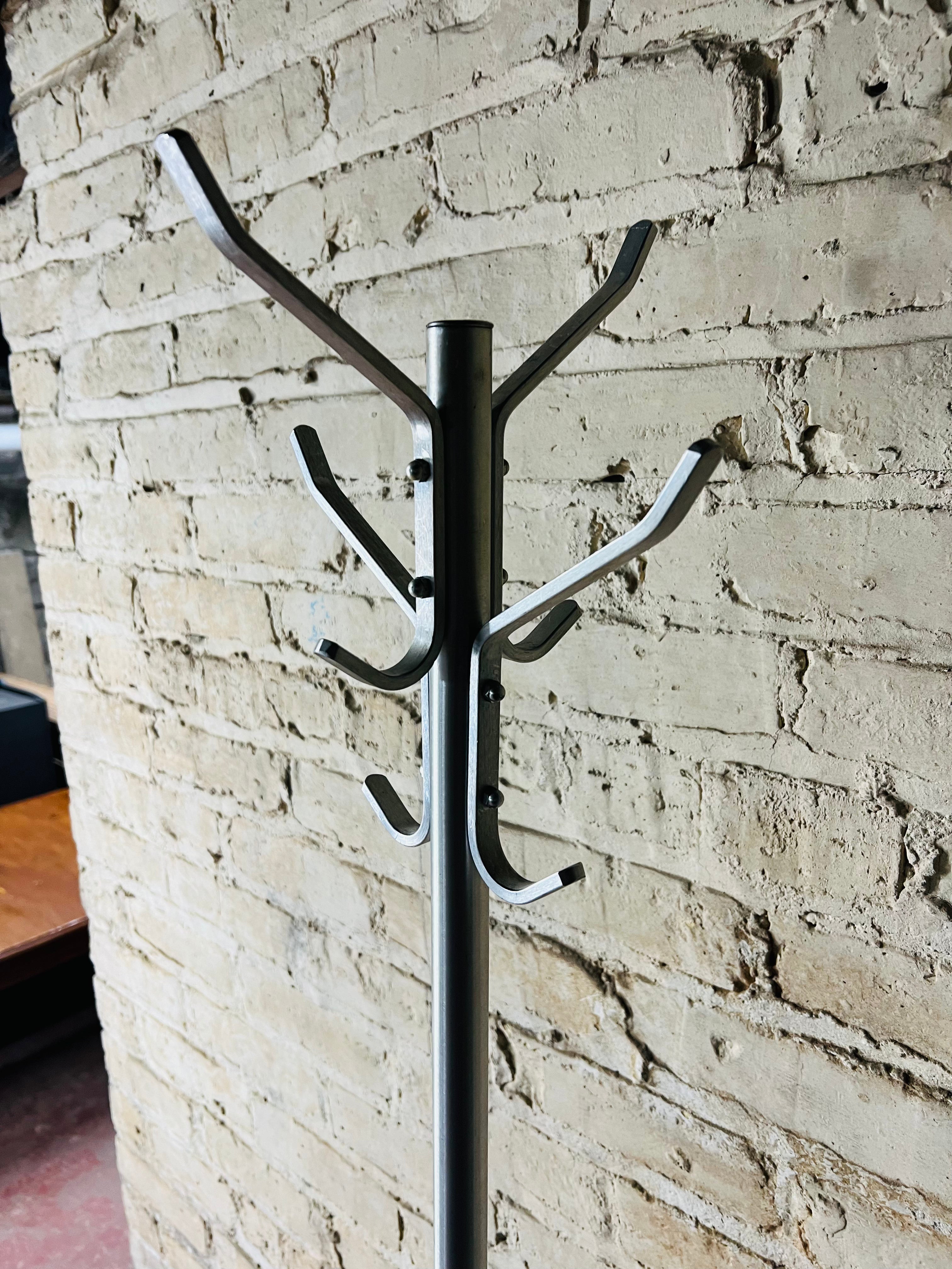 Vintage mid-century stainless steel coat rack.