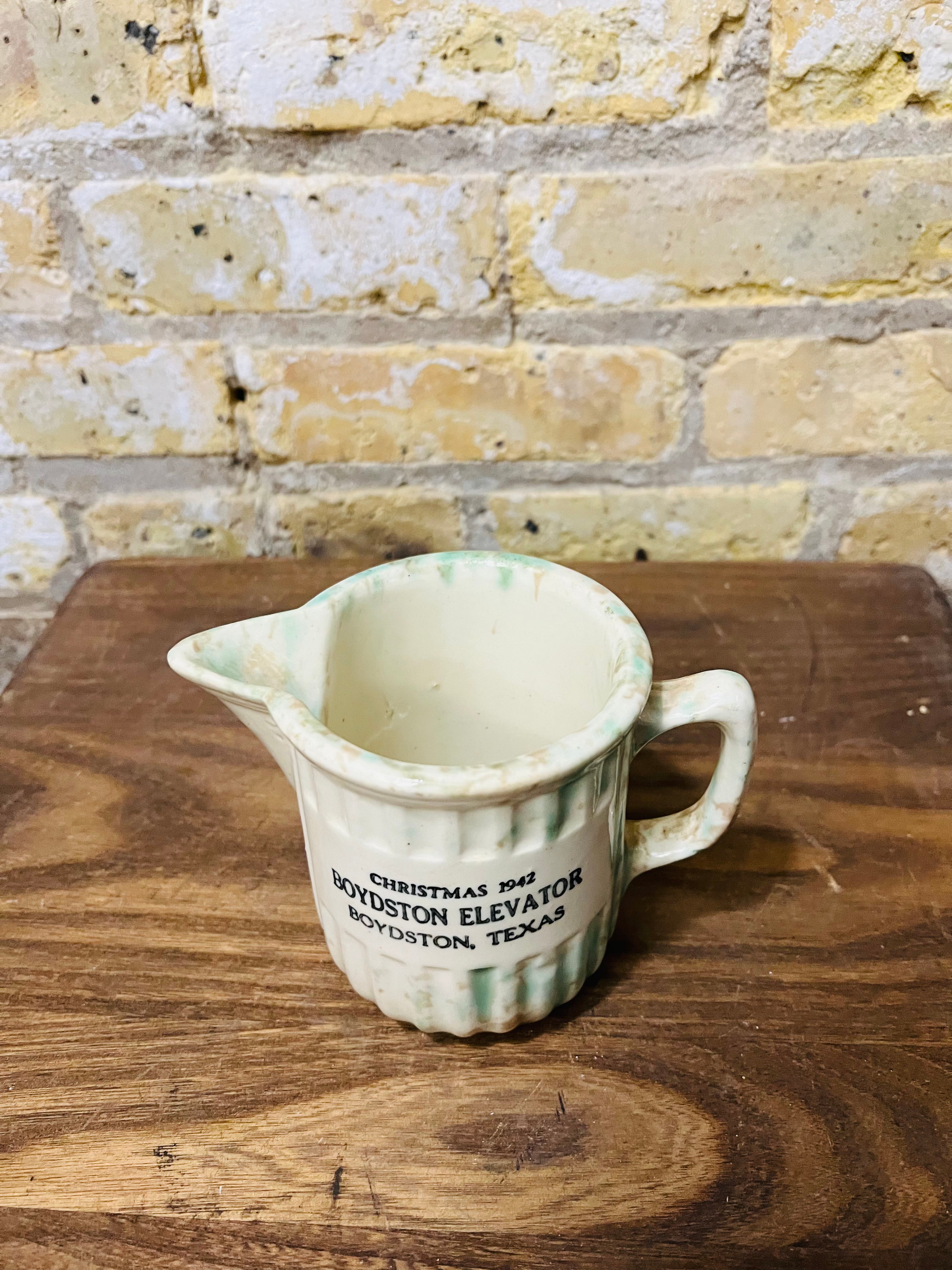 Boydson elevator Coffee creamer cup Boydston, Texas 1942