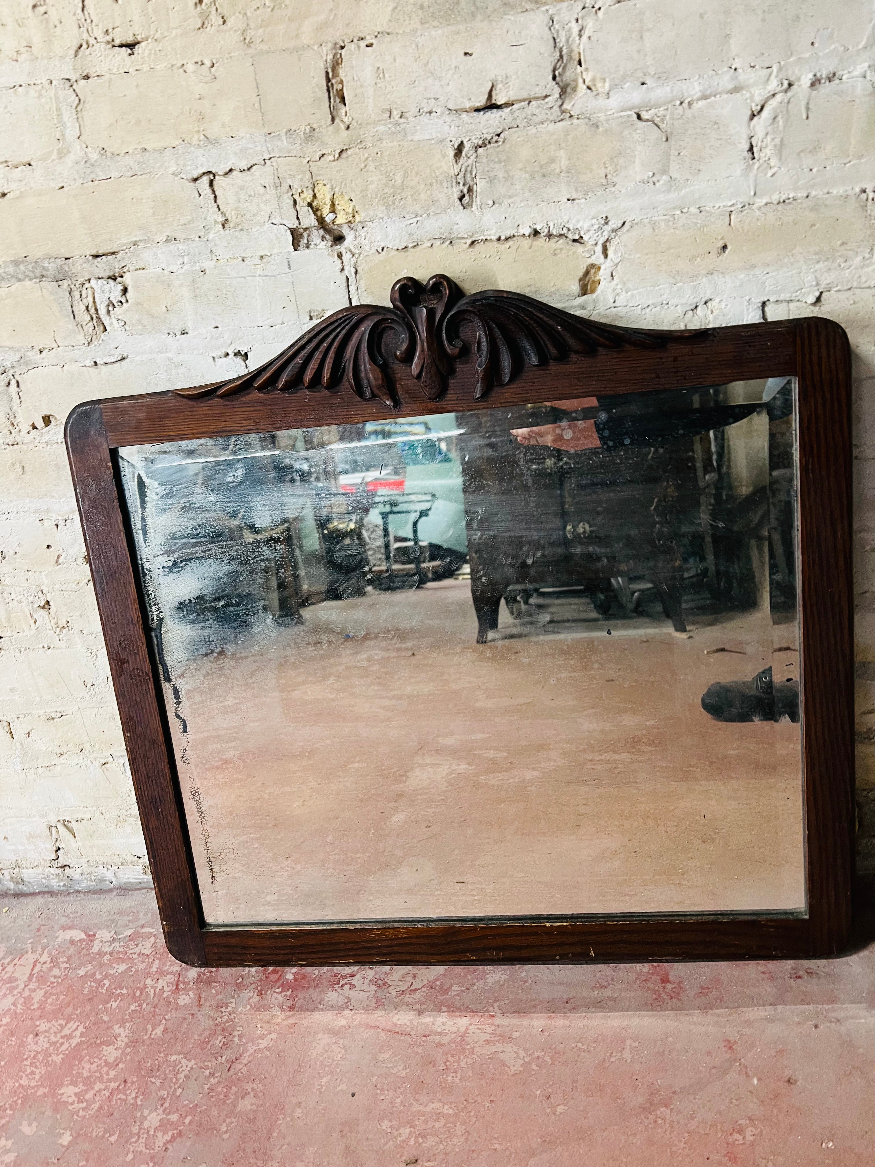 Antique Wood Mirror Carved