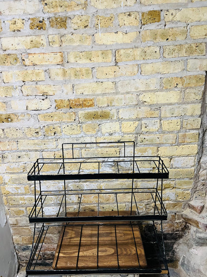 Vintage countertop wire product display rack.
