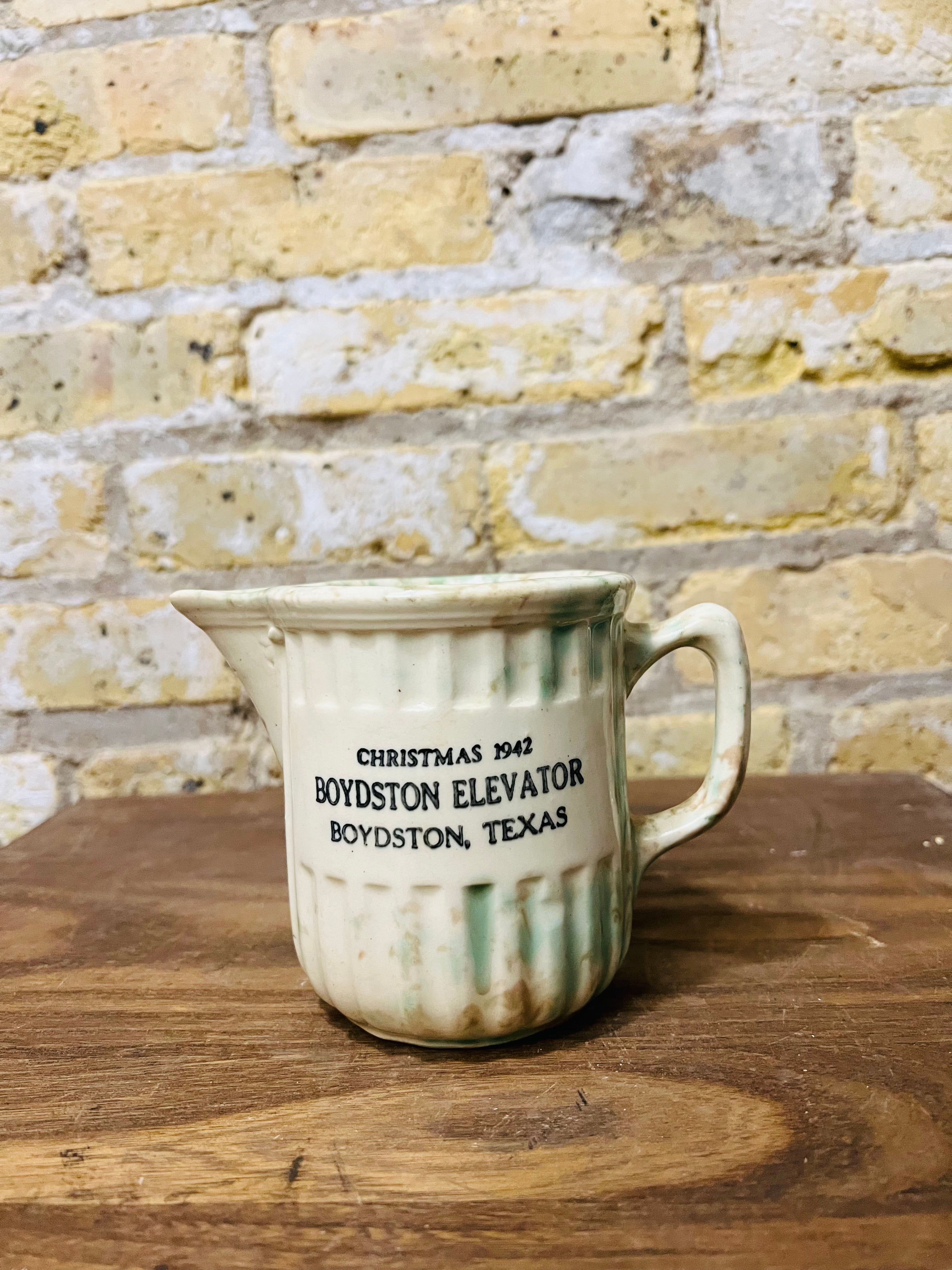 Boydson elevator Coffee creamer cup Boydston, Texas 1942