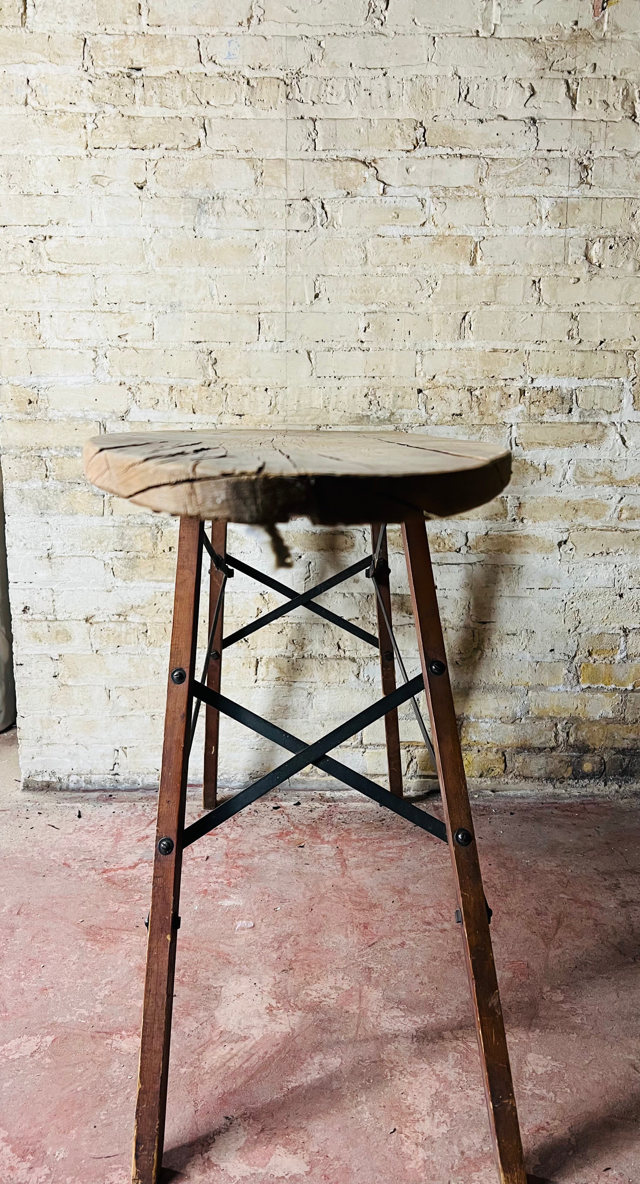 Vintage wooden folding ironing board.