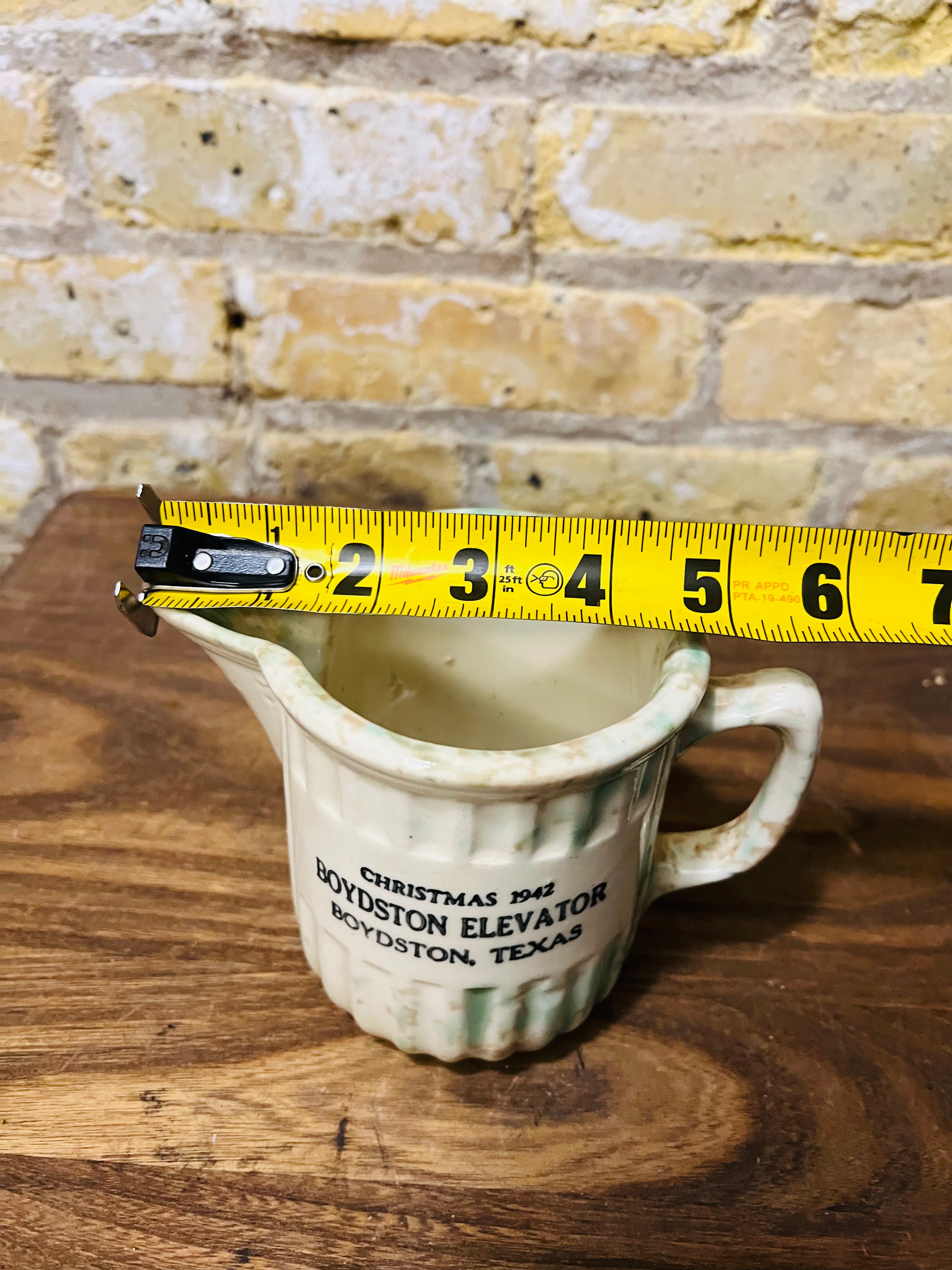 Boydson elevator Coffee creamer cup Boydston, Texas 1942