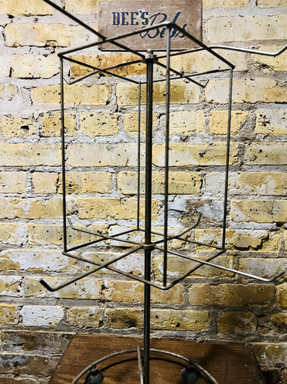 Vintage metal countertop, product, display rack, signage (bees bibs).