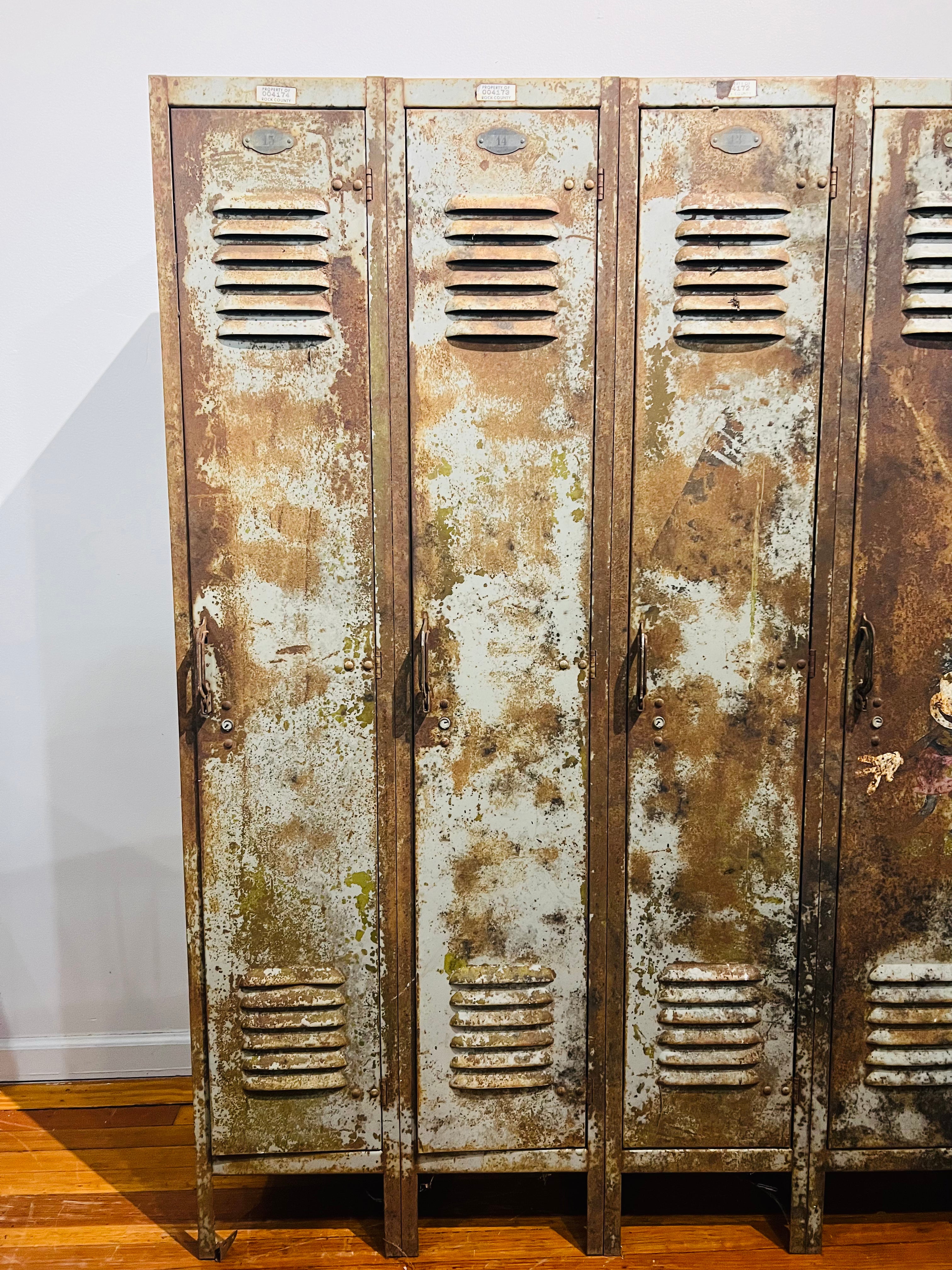 Vintage steel upright lockers