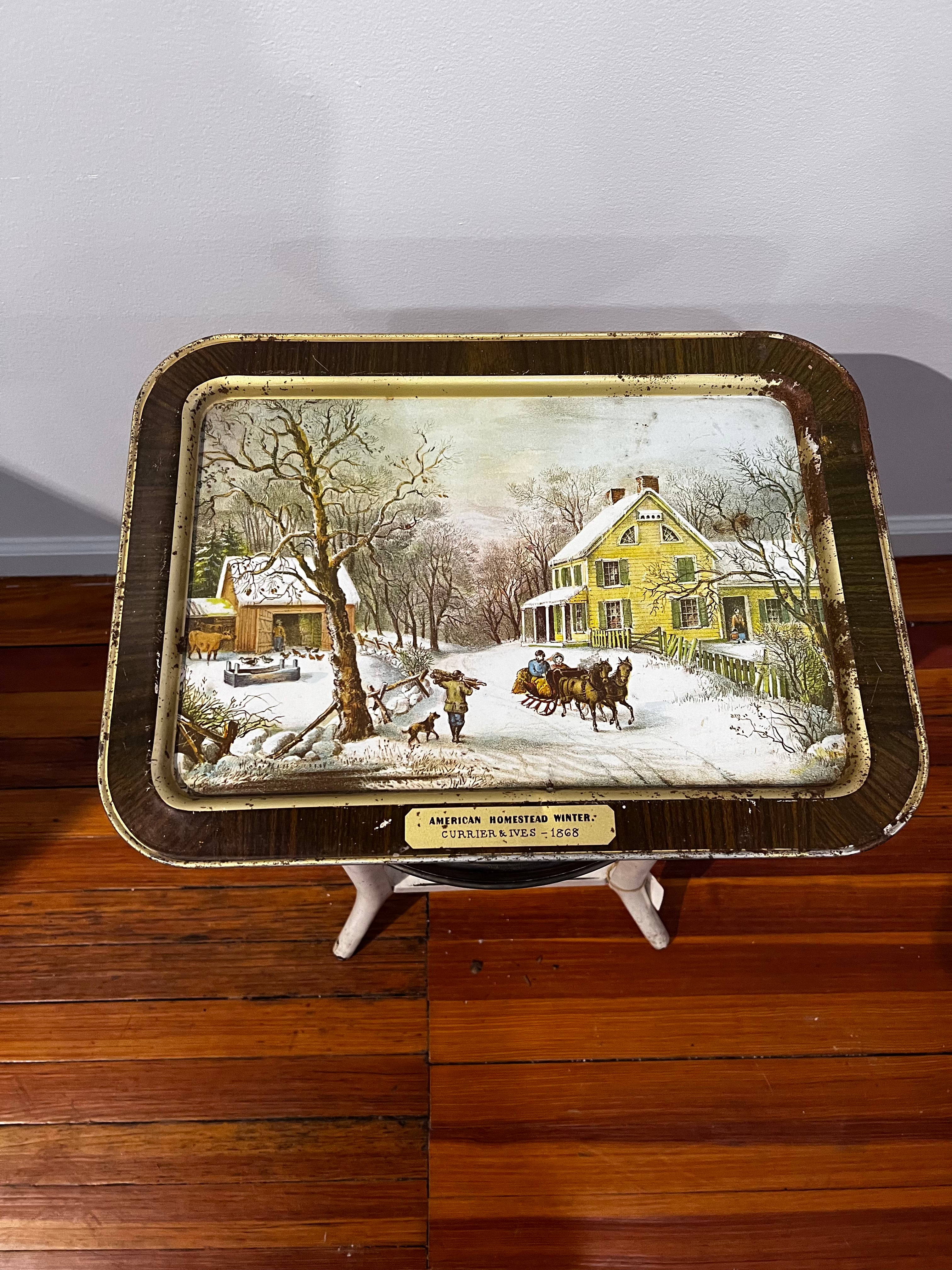 Currier & Ives Metal Tray