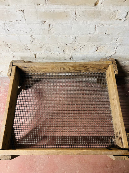 Vintage Wood and Wire Mesh Flour Grain Sieve