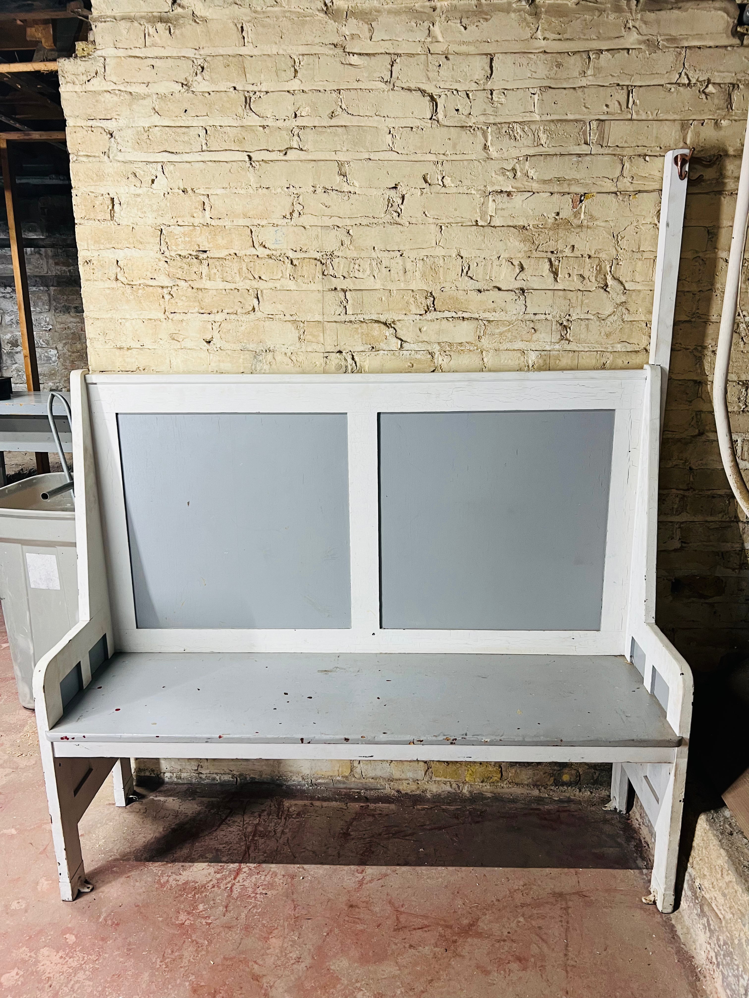 Vintage wooden Diner Bench With Coat Hooks.