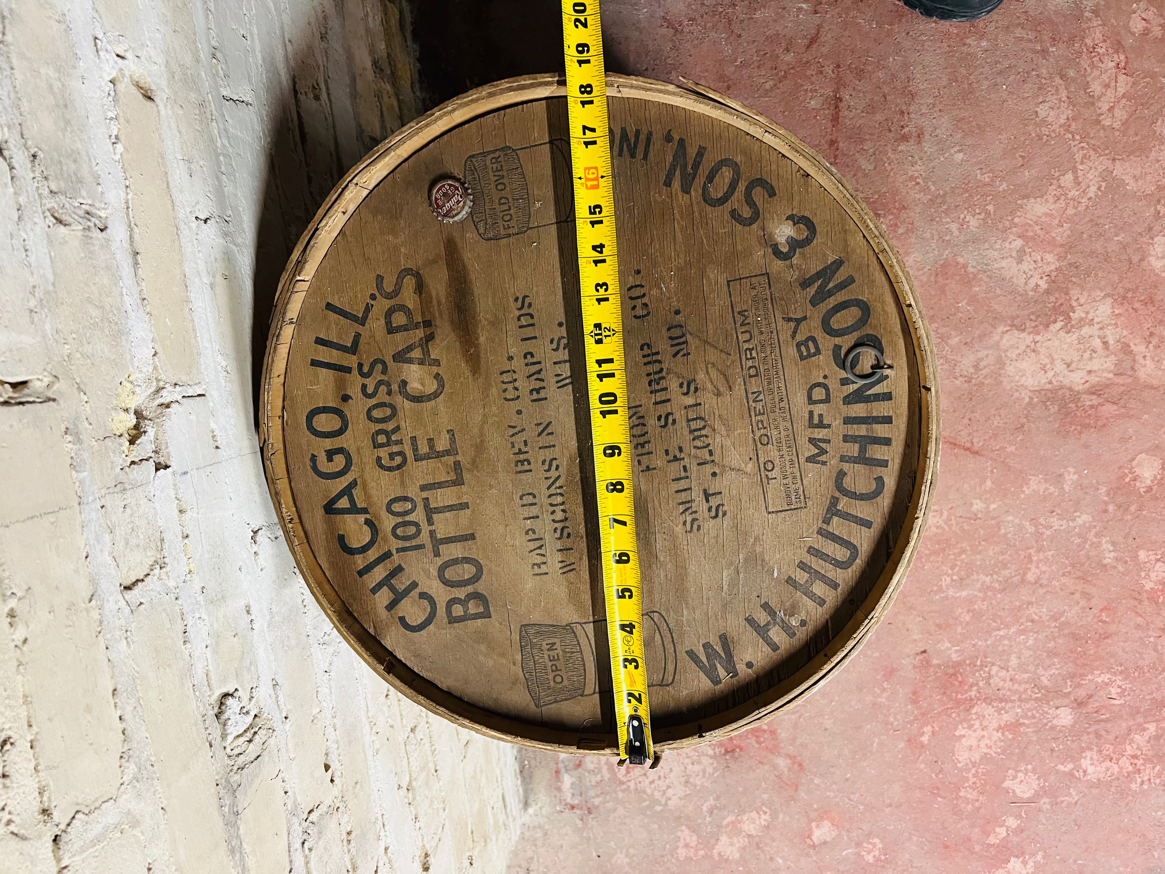 Vintage W.H. Hutchinson Bottle Caps Shipping Wood Crate