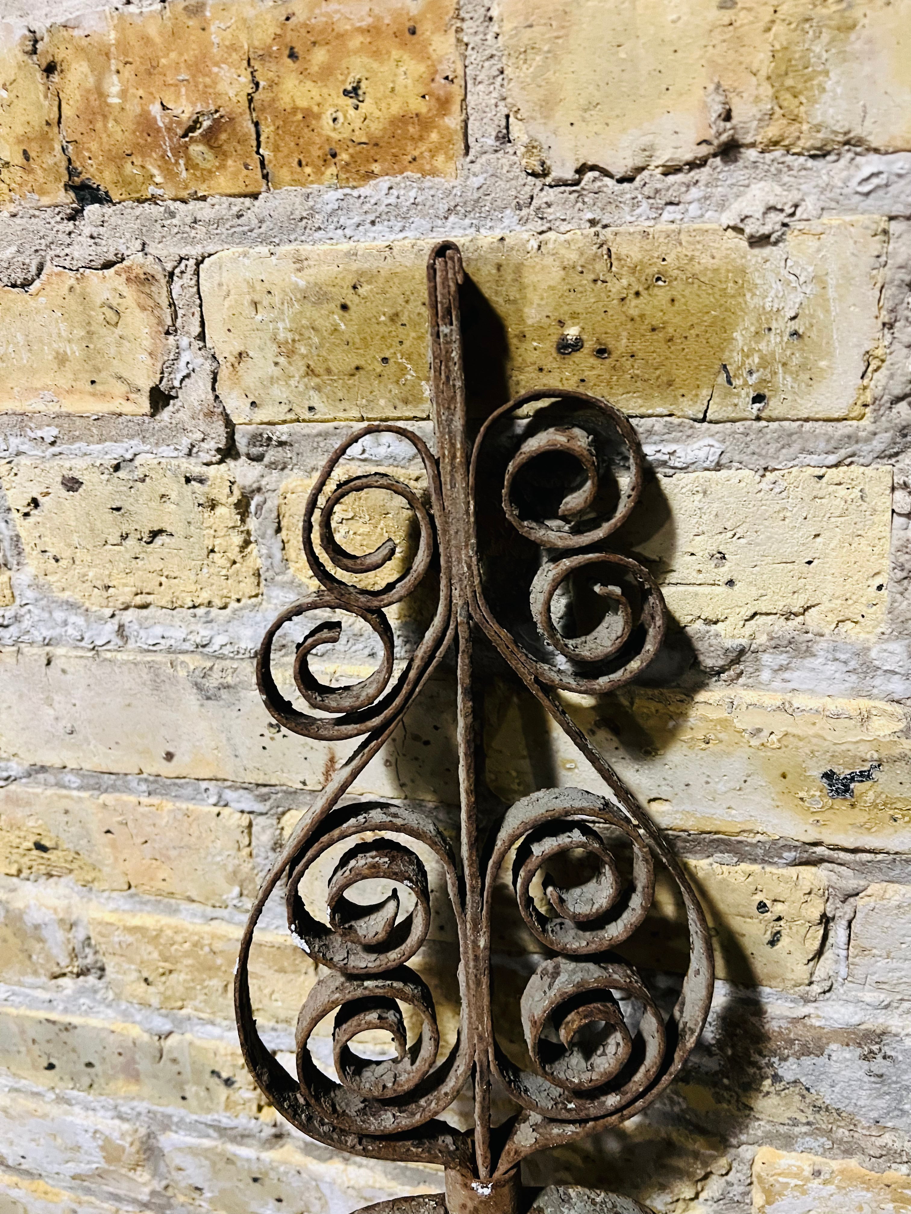 Yard and wall art vintage steel French Iron Scroll.