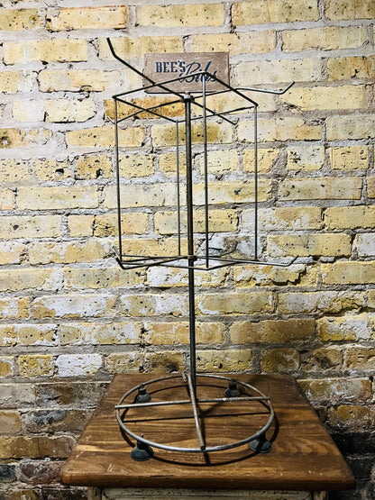 Vintage metal countertop, product, display rack, signage (bees bibs).