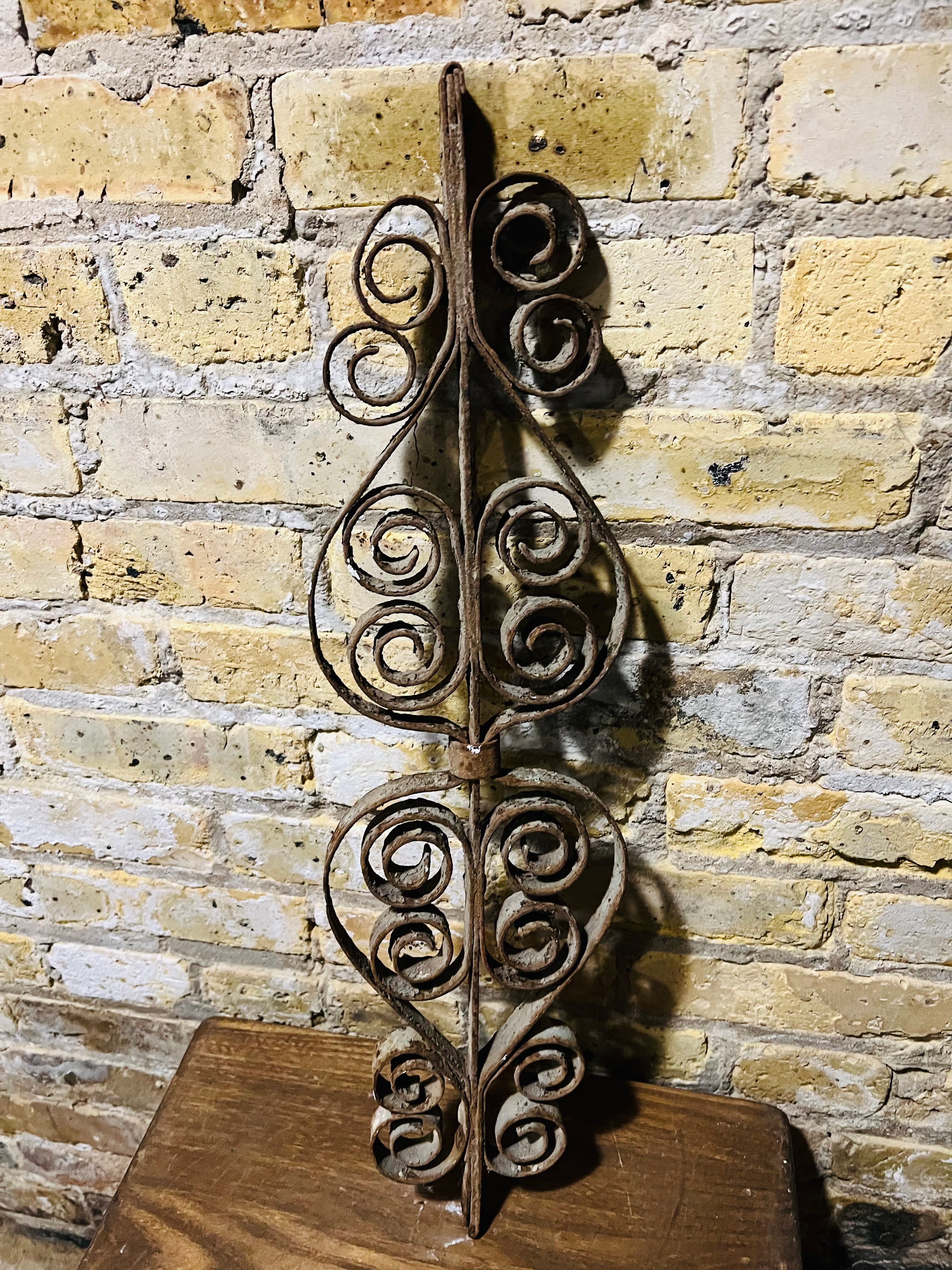 Yard and wall art vintage steel French Iron Scroll.