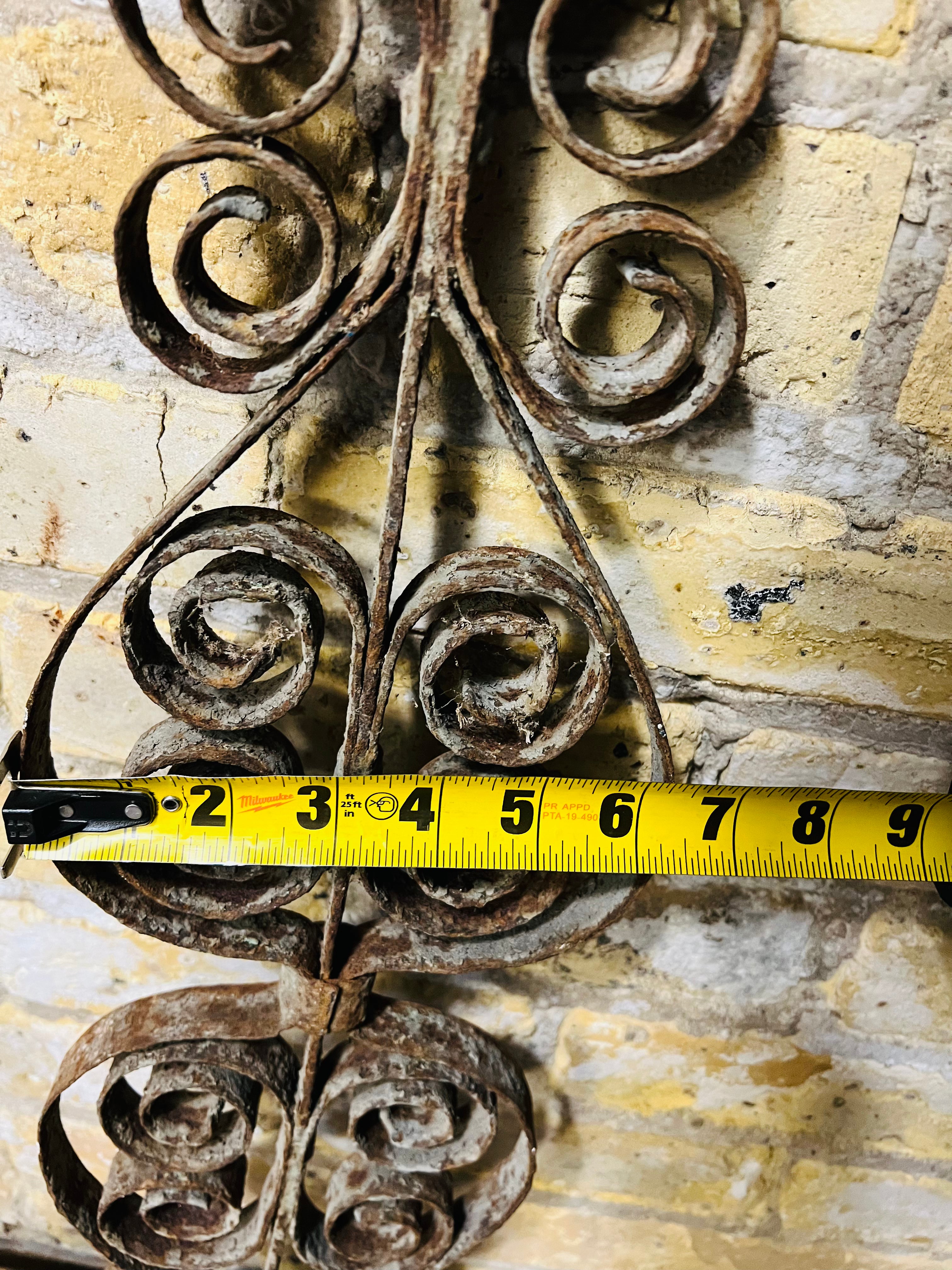 Yard and wall art vintage steel French Iron Scroll.