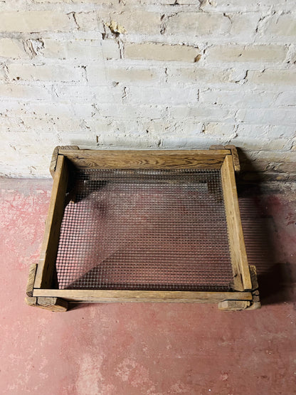 Vintage Wood and Wire Mesh Flour Grain Sieve