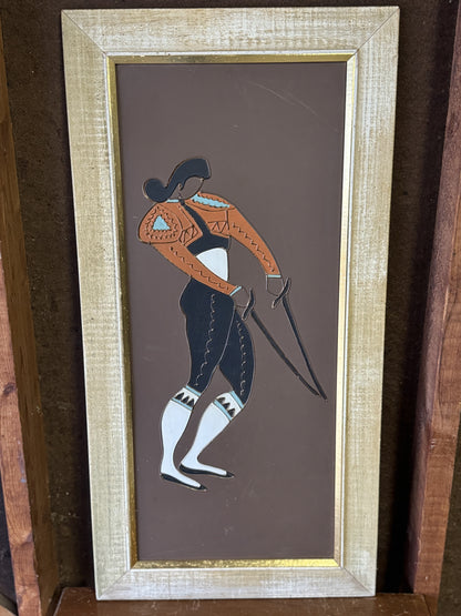 Mid century art, subject bullfighter.