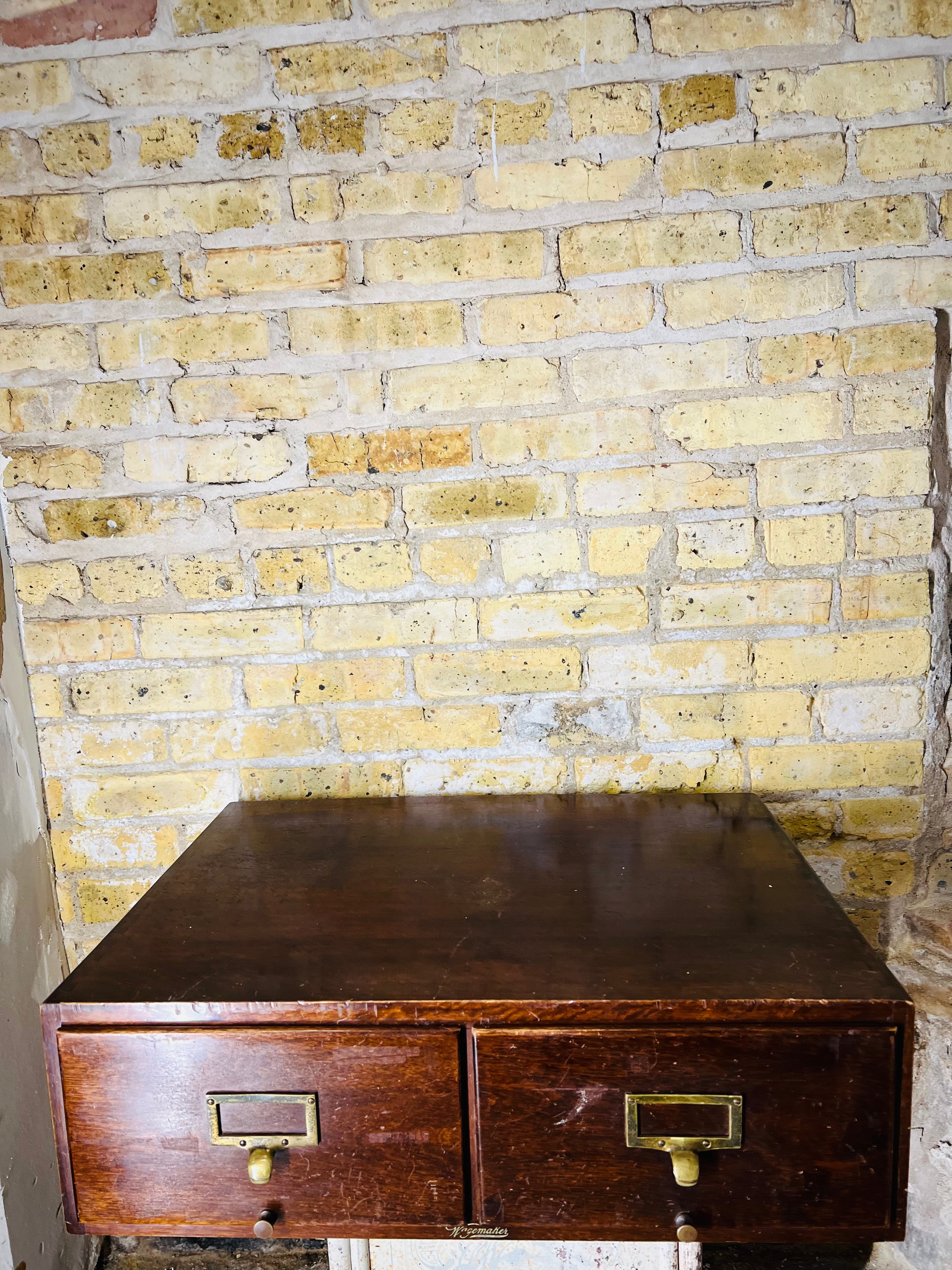 Vintage Antique wagemaker 2 Drawer Card Catalog Cabinet