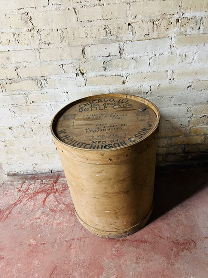 Vintage W.H. Hutchinson Bottle Caps Shipping Wood Crate