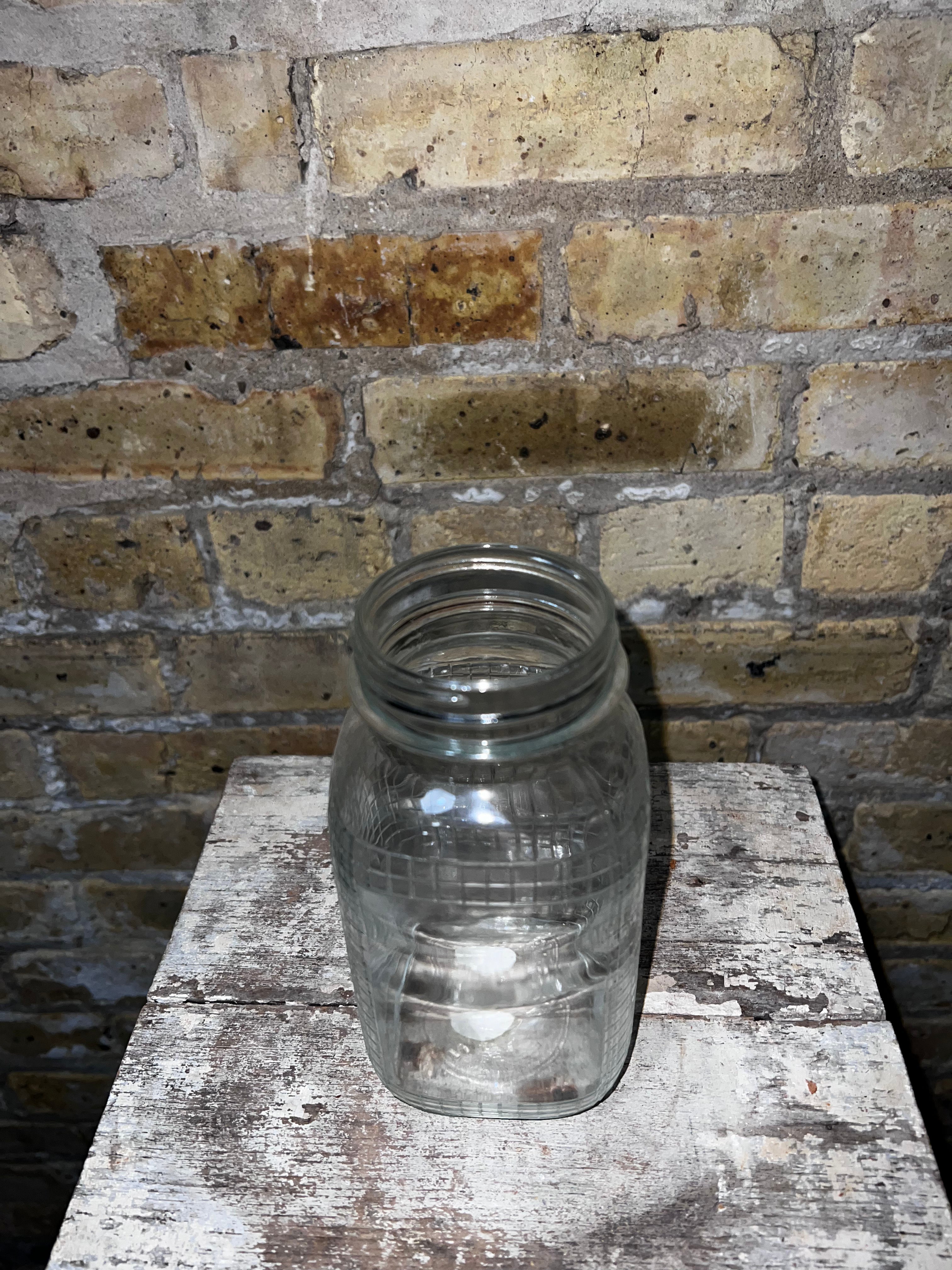 Clear Glass Jar with Square Design