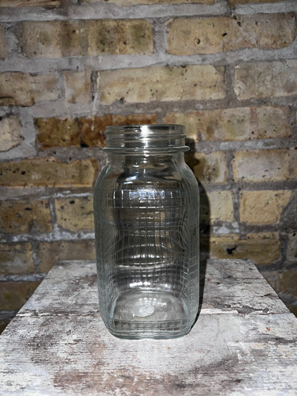 Clear Glass Jar with Square Design