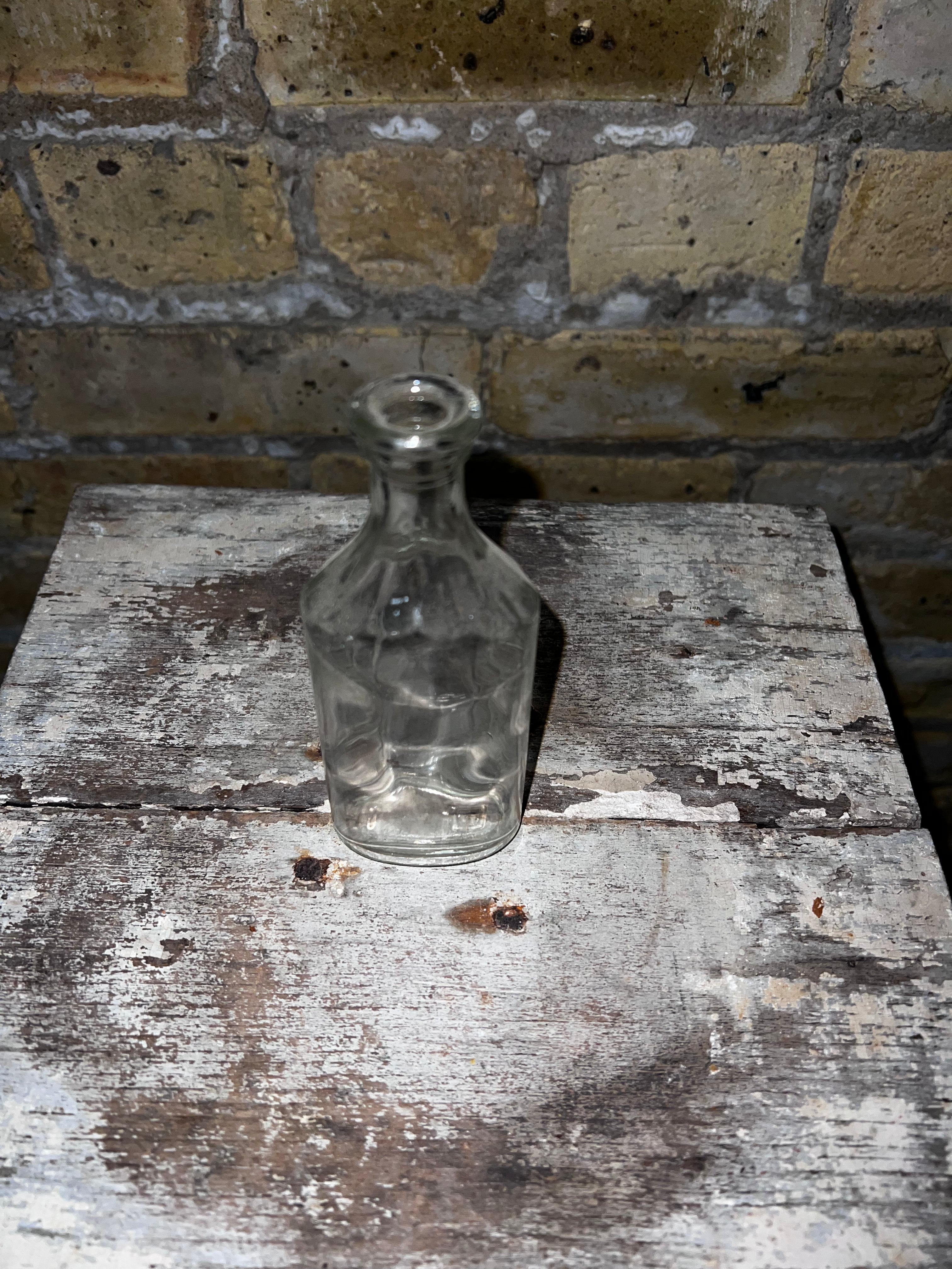 Vintage Small Clear Glass Medicine Bottle