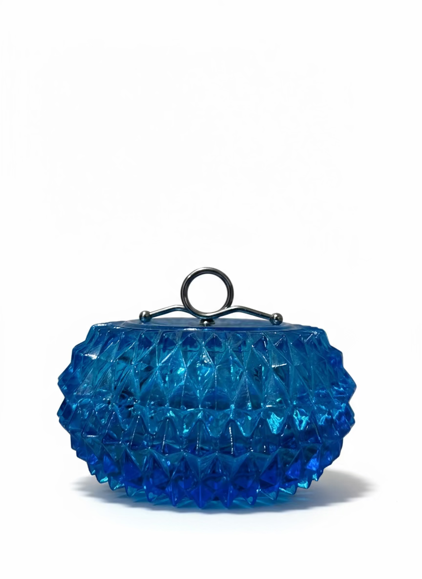 Indiana Glass Diamond Point Blue Jar Candy Dish
