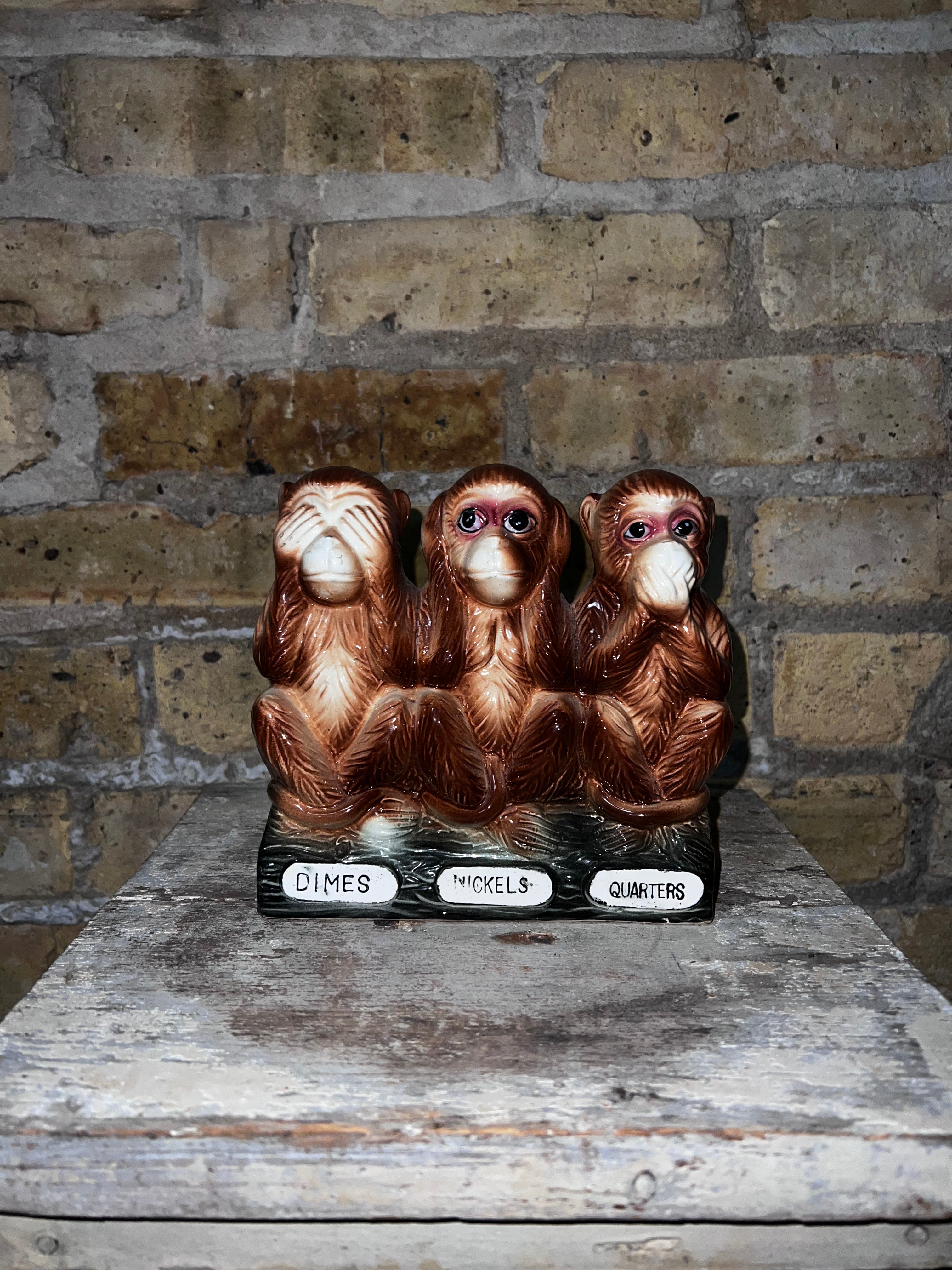 Vintage Monkeys See No Evil Hear No Evil Speak No Evil Bank