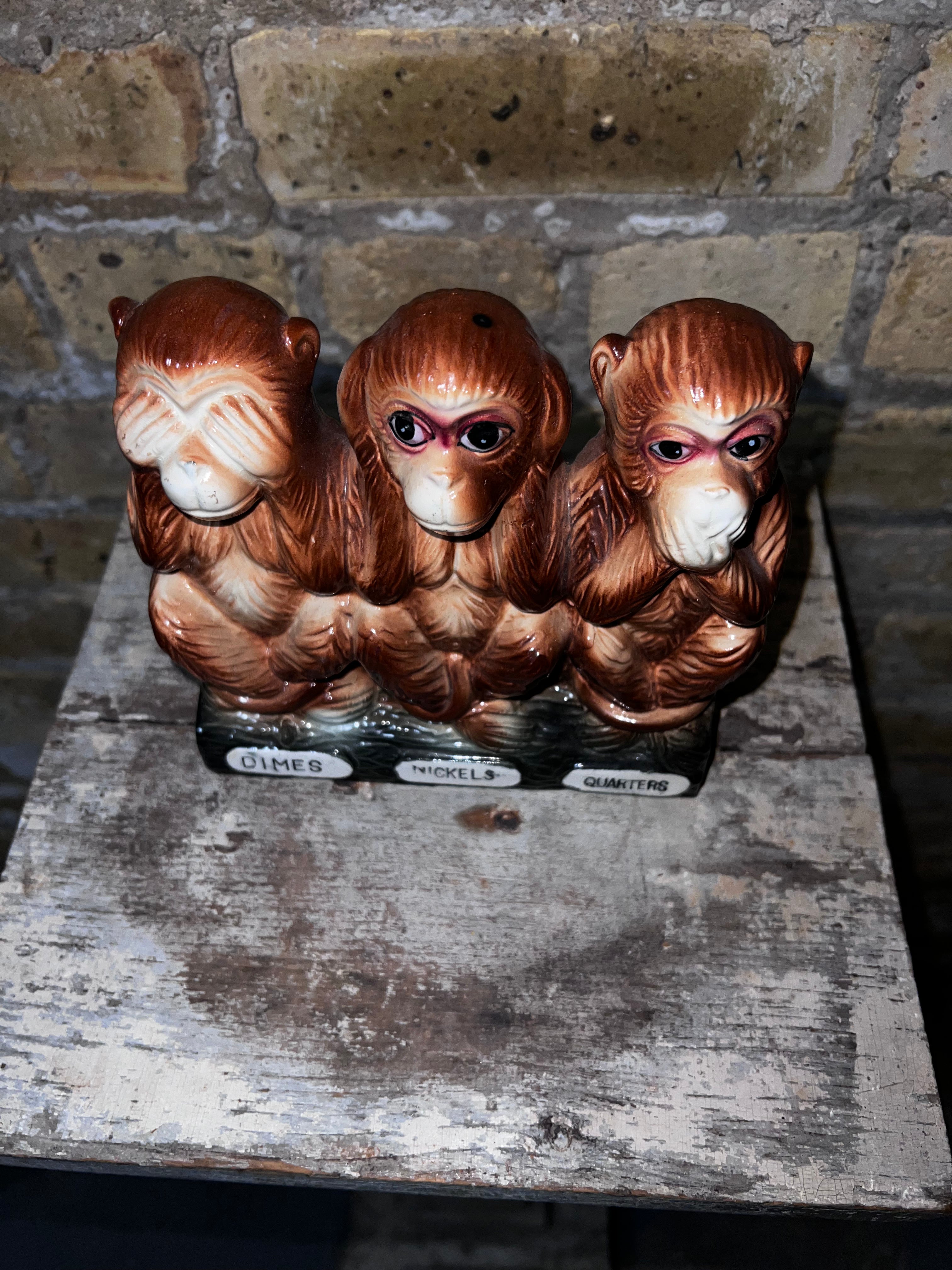 Vintage Monkeys See No Evil Hear No Evil Speak No Evil Bank