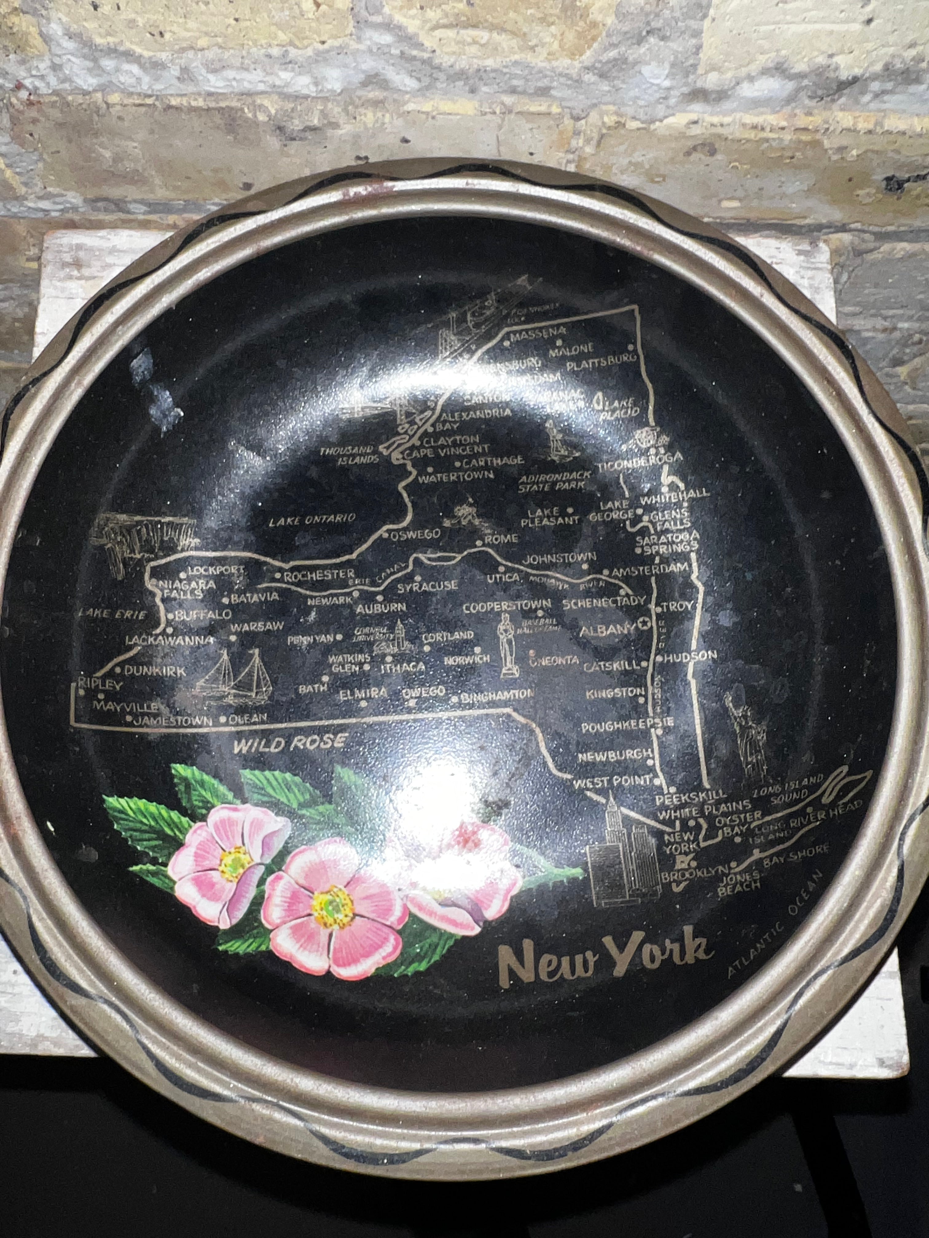 Vintage Mid Century New York Map Serving Bowl