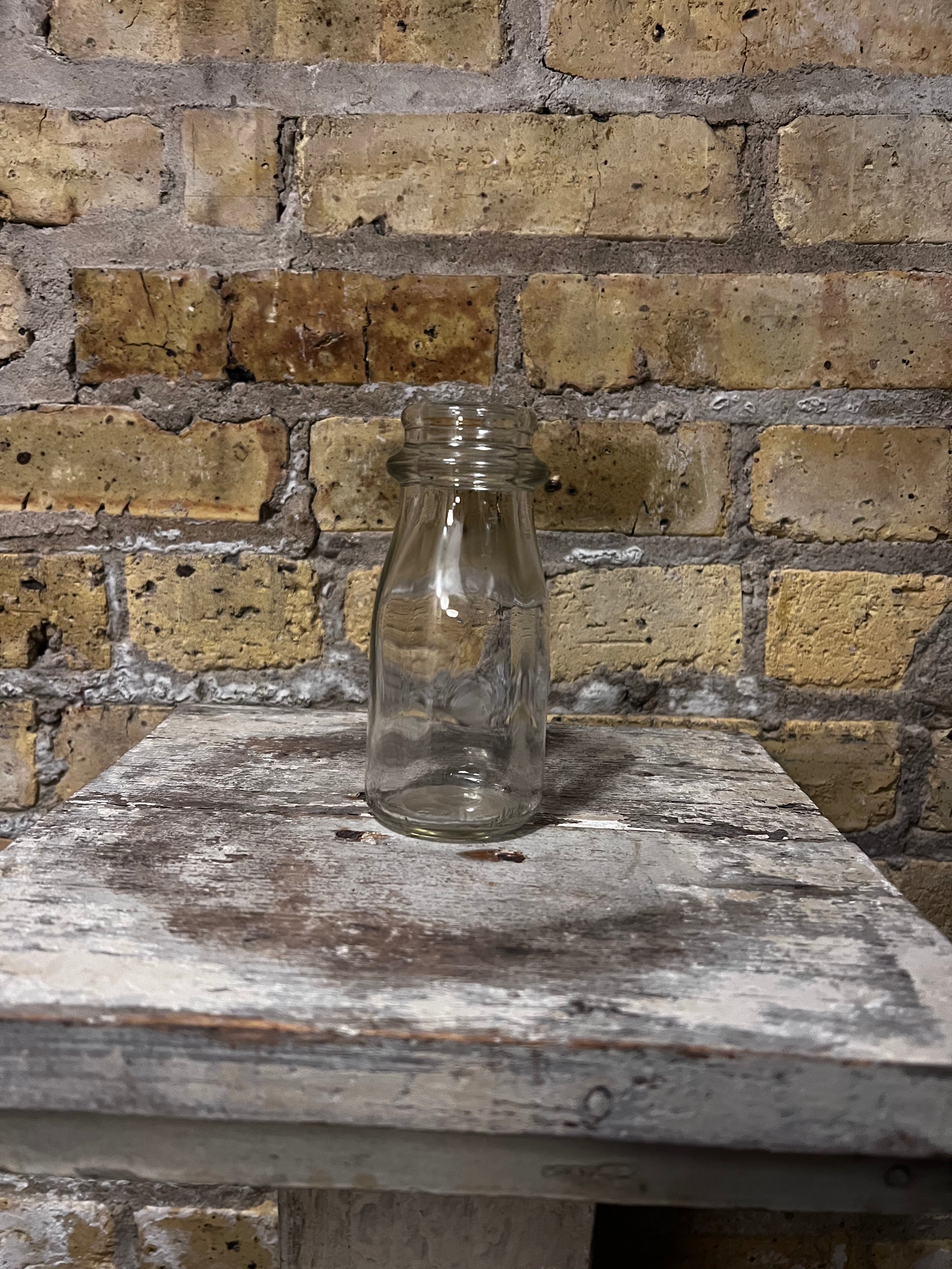 Vintage Embossed Round Milk Bottle