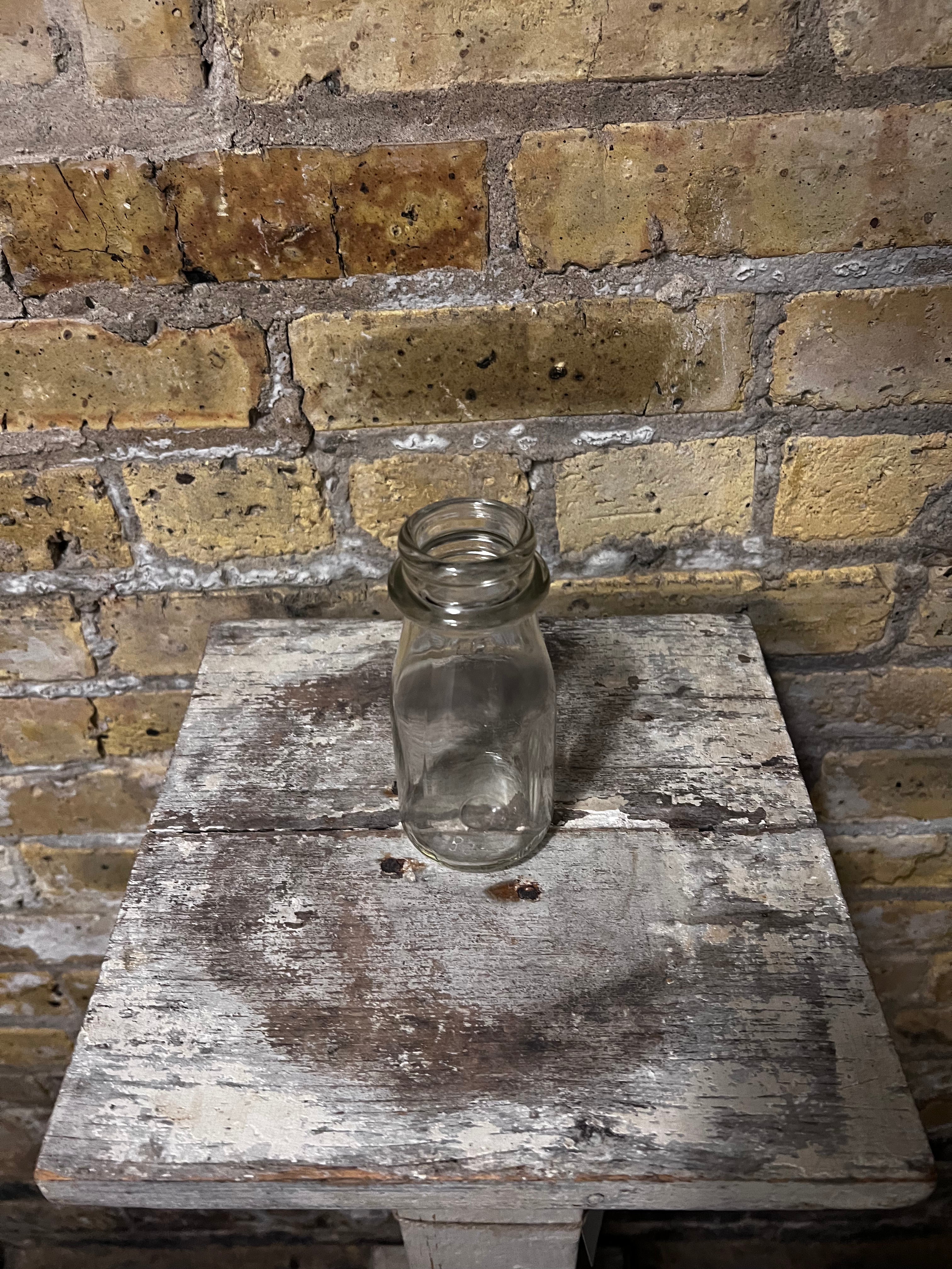 Vintage Embossed Round Milk Bottle