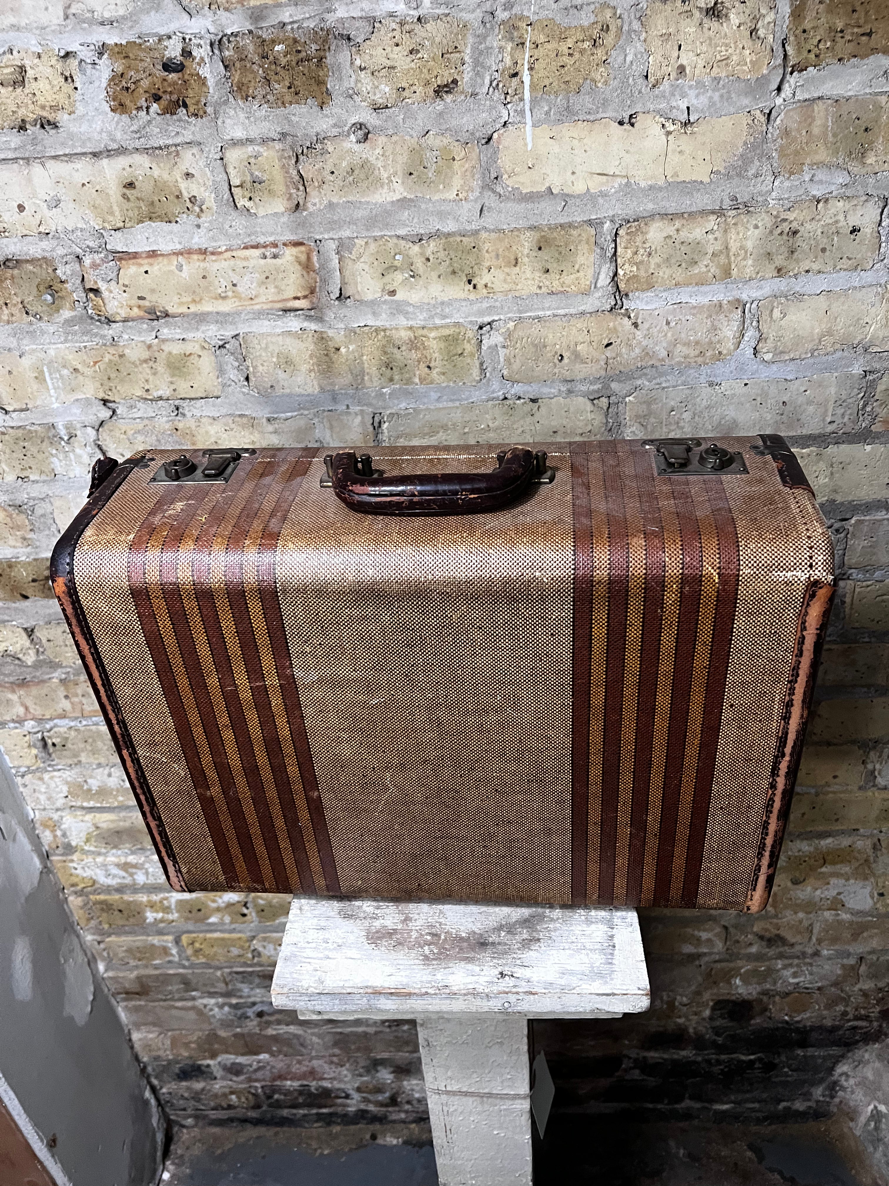 Early Mid Century Leather Suitcase