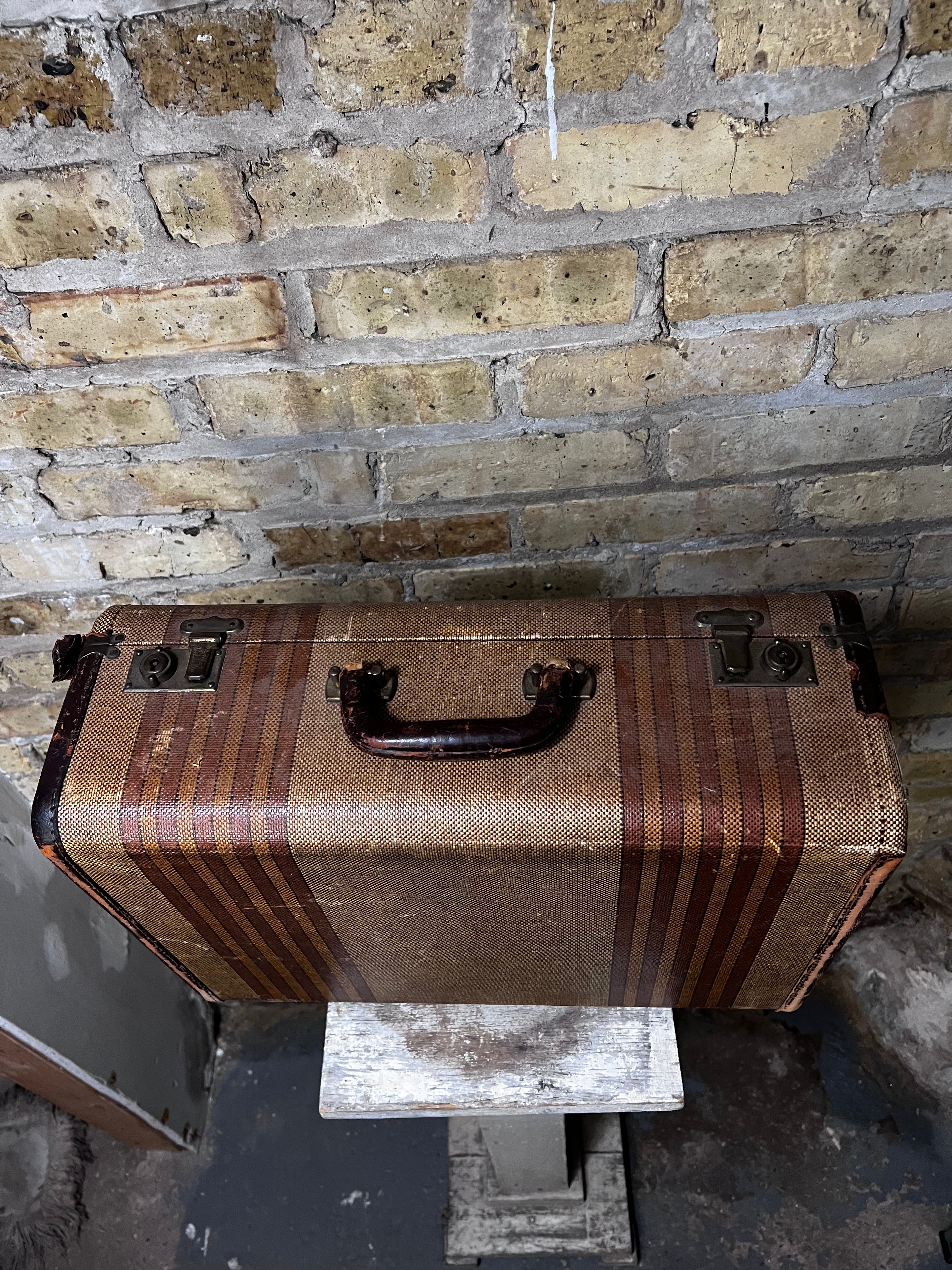 Early Mid Century Leather Suitcase